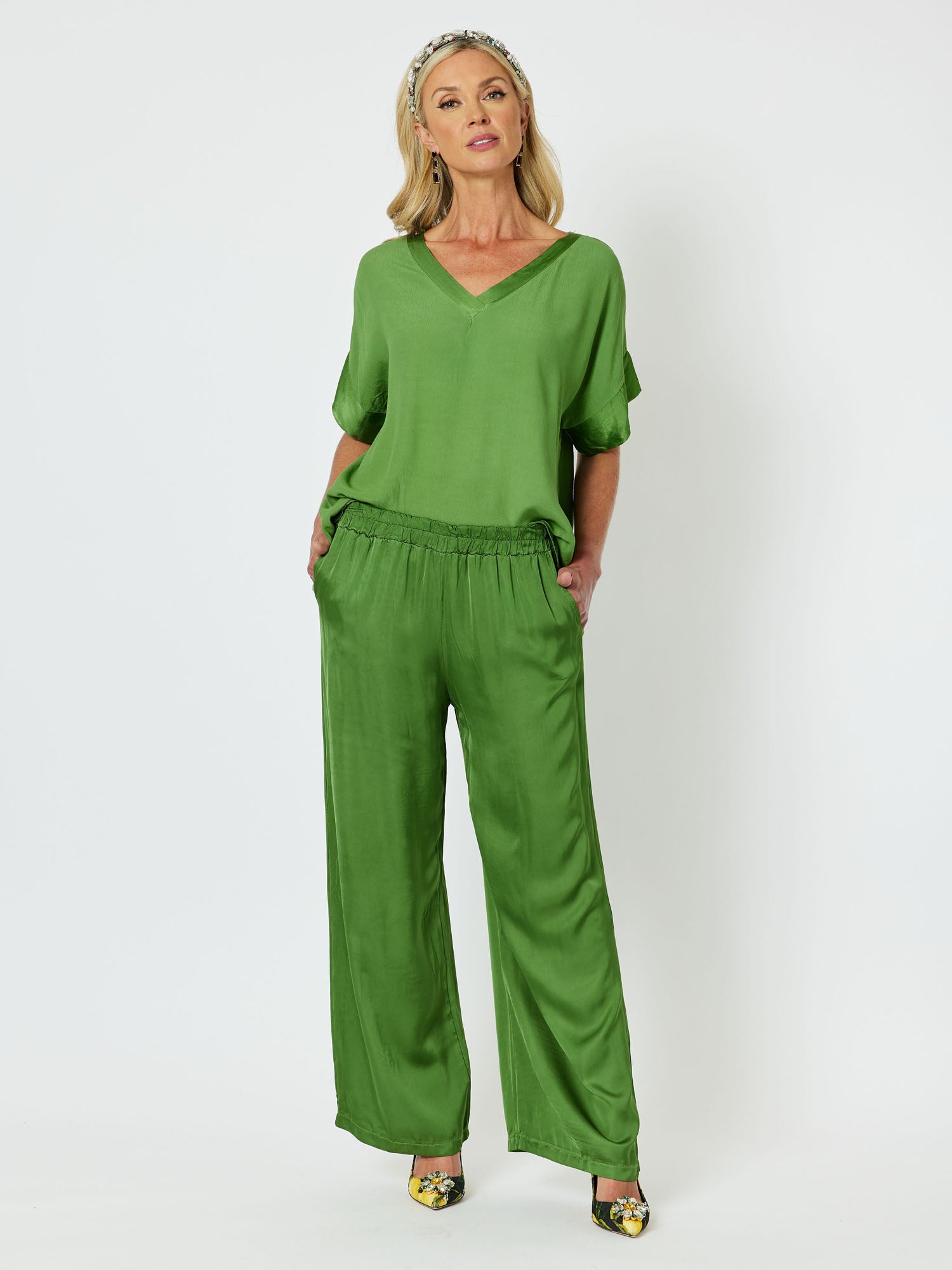 Louvre Wide Leg Pant - Ivy