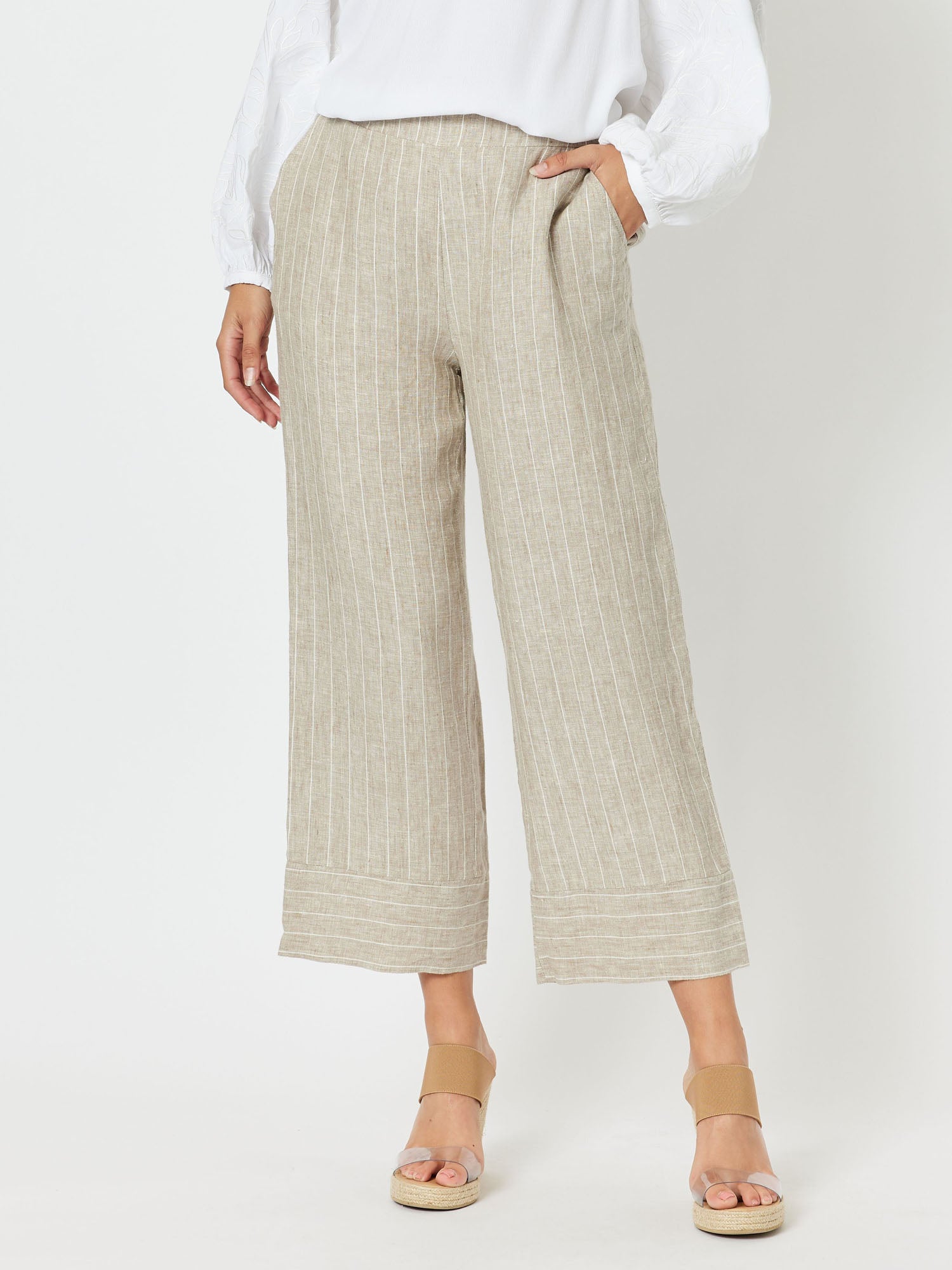 Marseille Stripe Linen Pant - Natural
