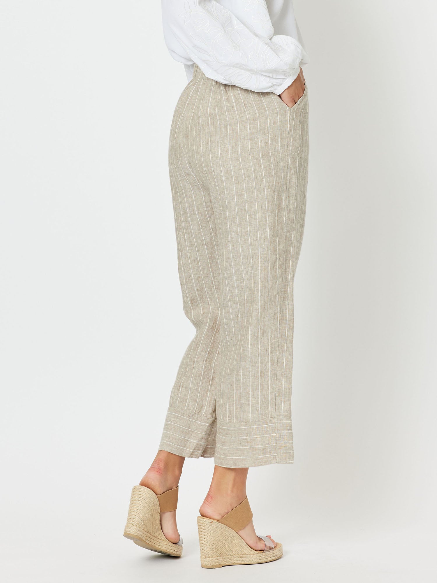 Marseille Stripe Linen Pant - Natural