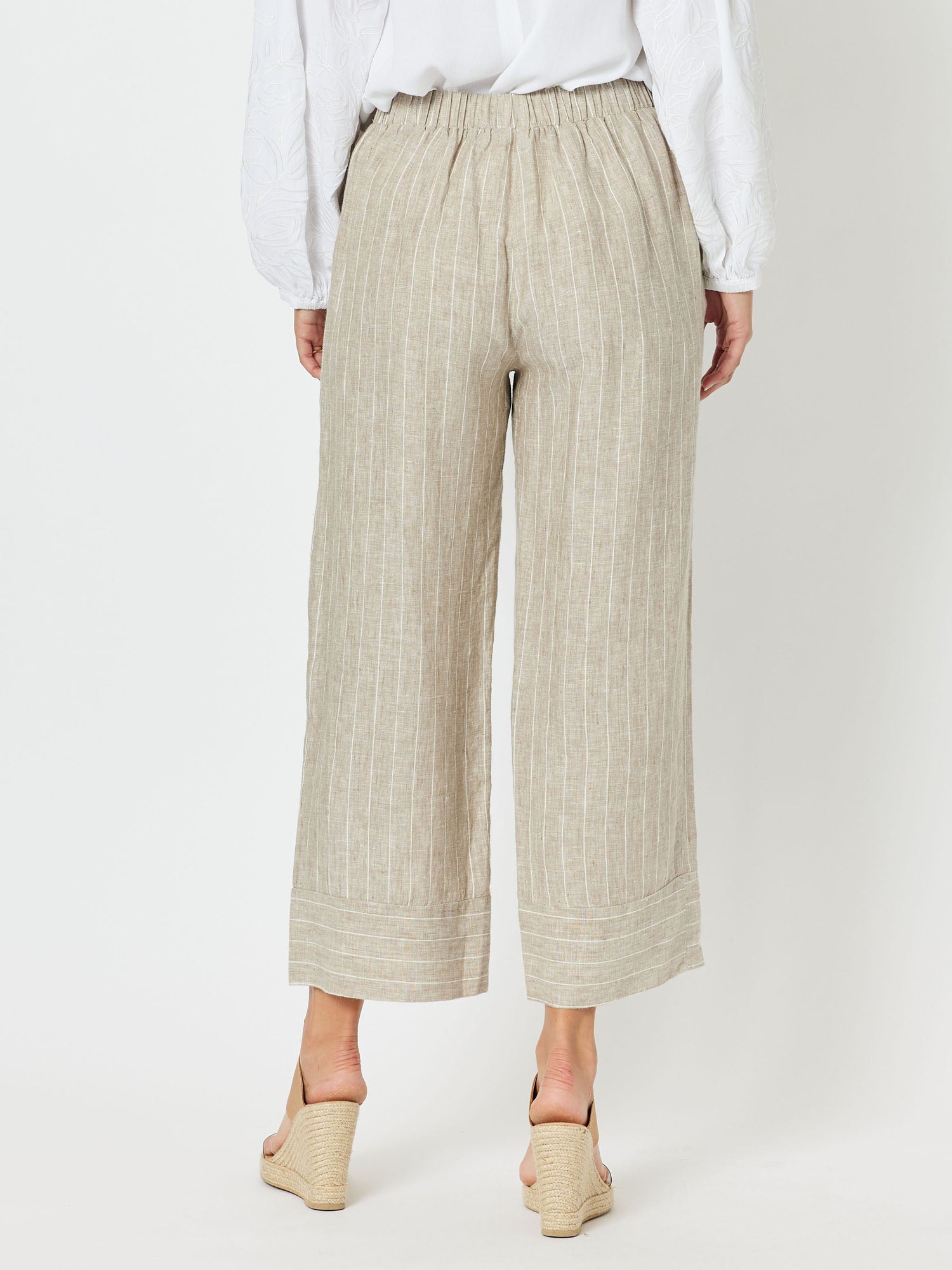 Marseille Stripe Linen Pant - Natural