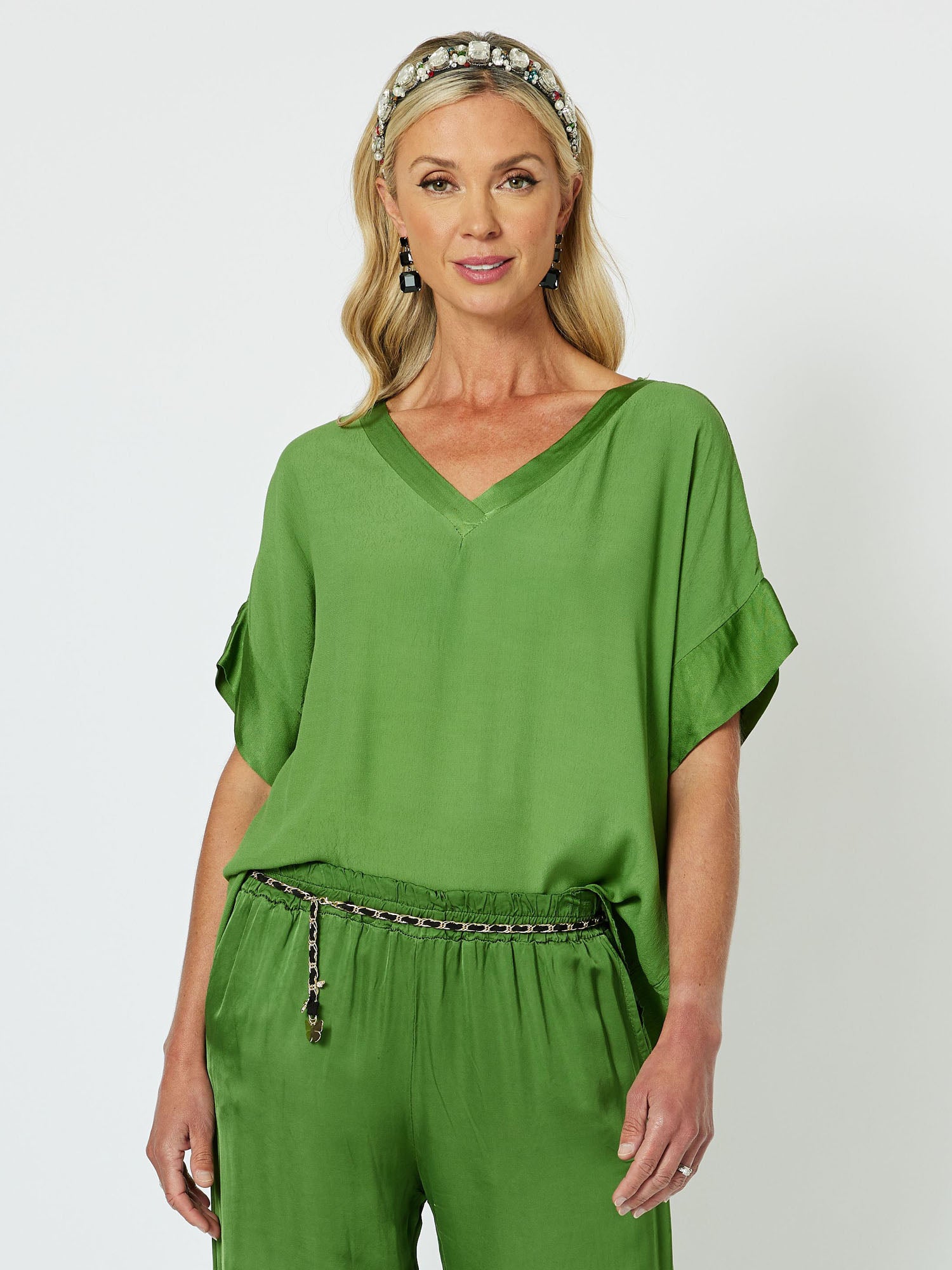 Louvre V Neck Top - Ivy