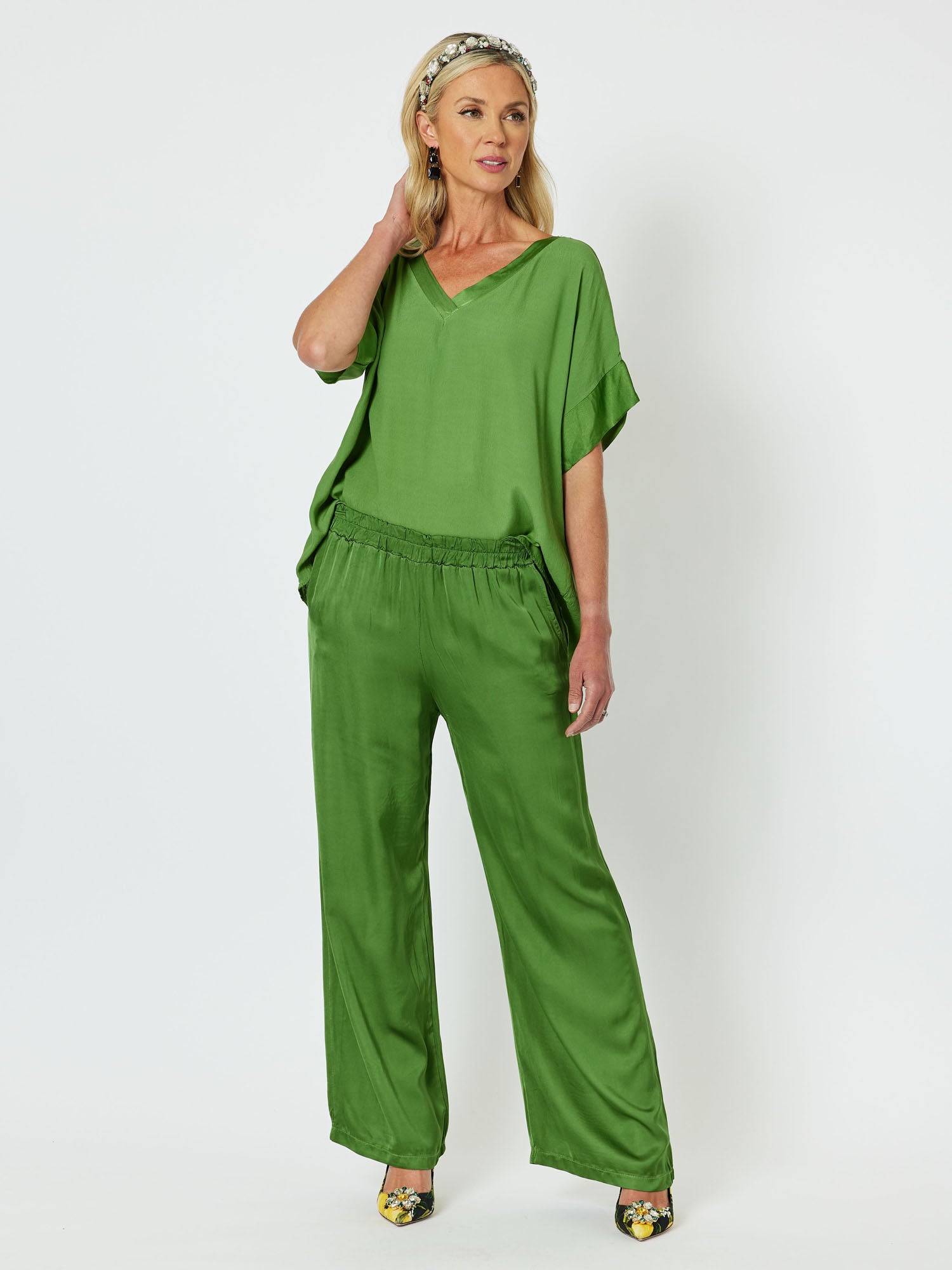 Louvre V Neck Top - Ivy
