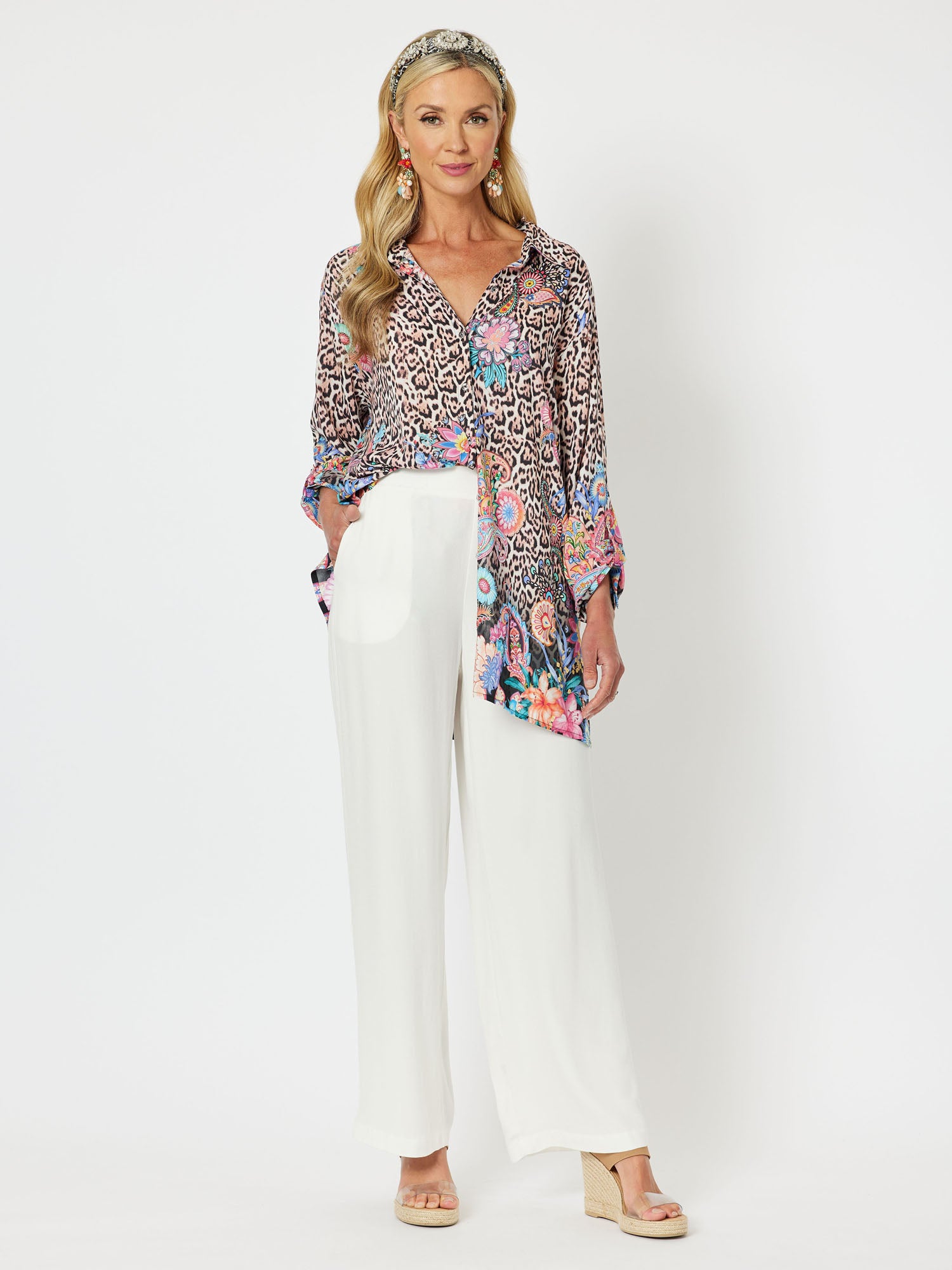 Esperance Print Tab Long Sleeve Shirt - Animal
