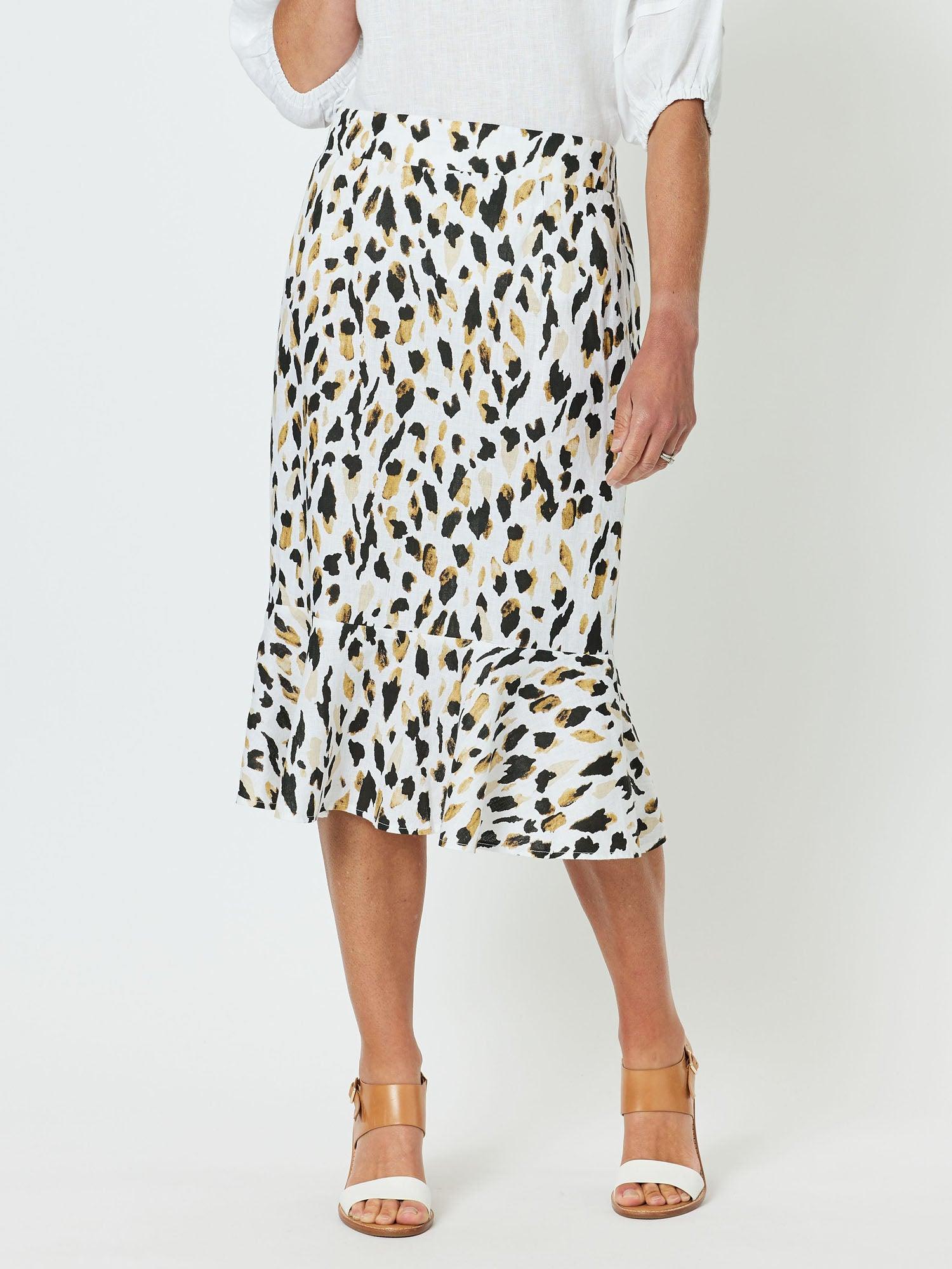 Urban Print Linen Skirt - Animal