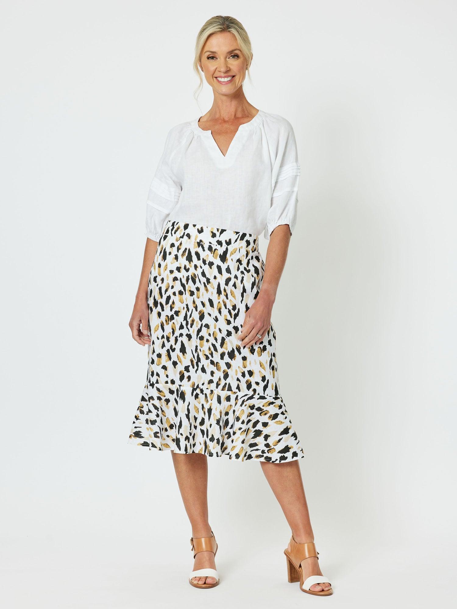 Urban Print Linen Skirt - Animal