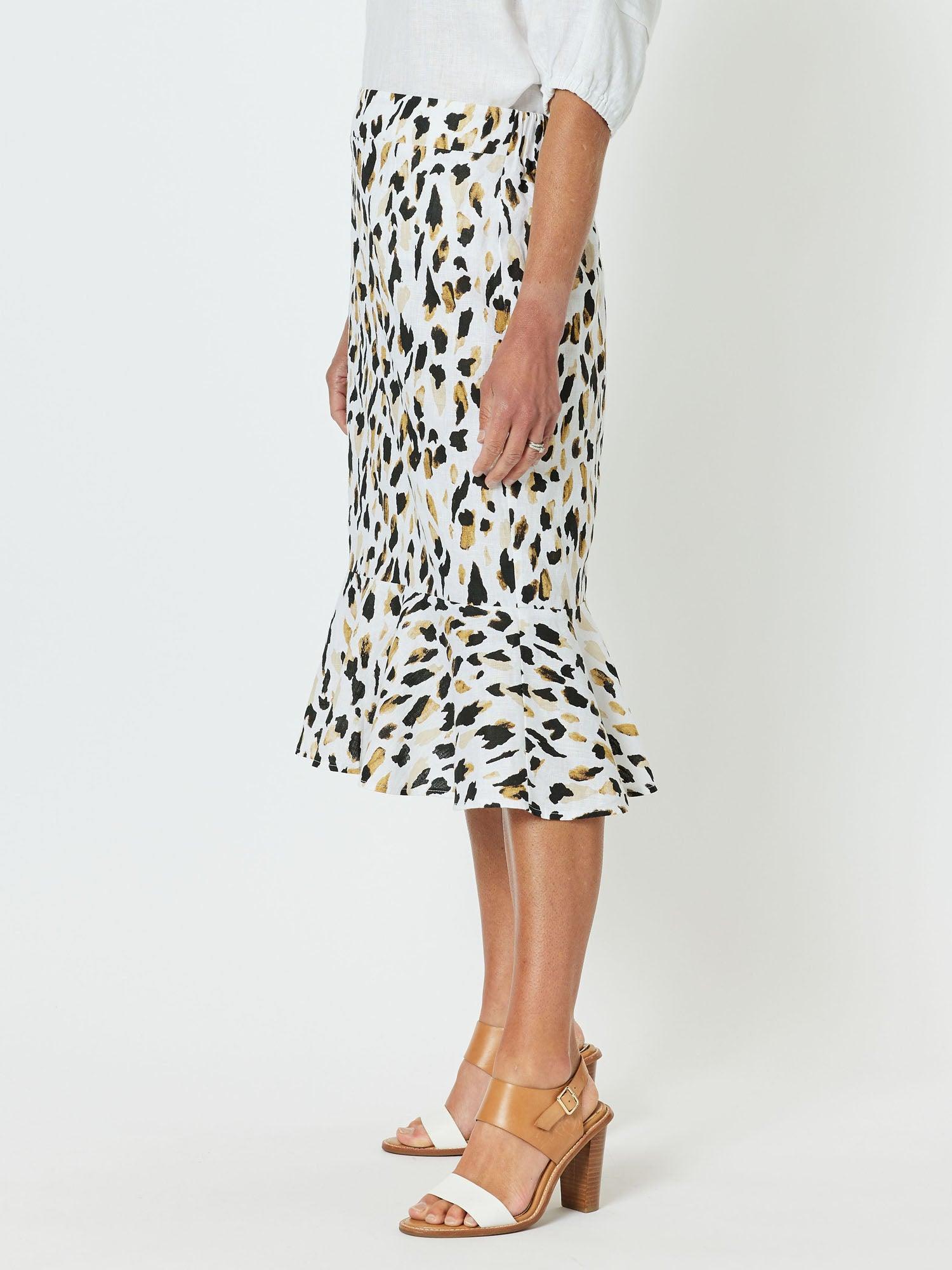 Urban Print Linen Skirt - Animal