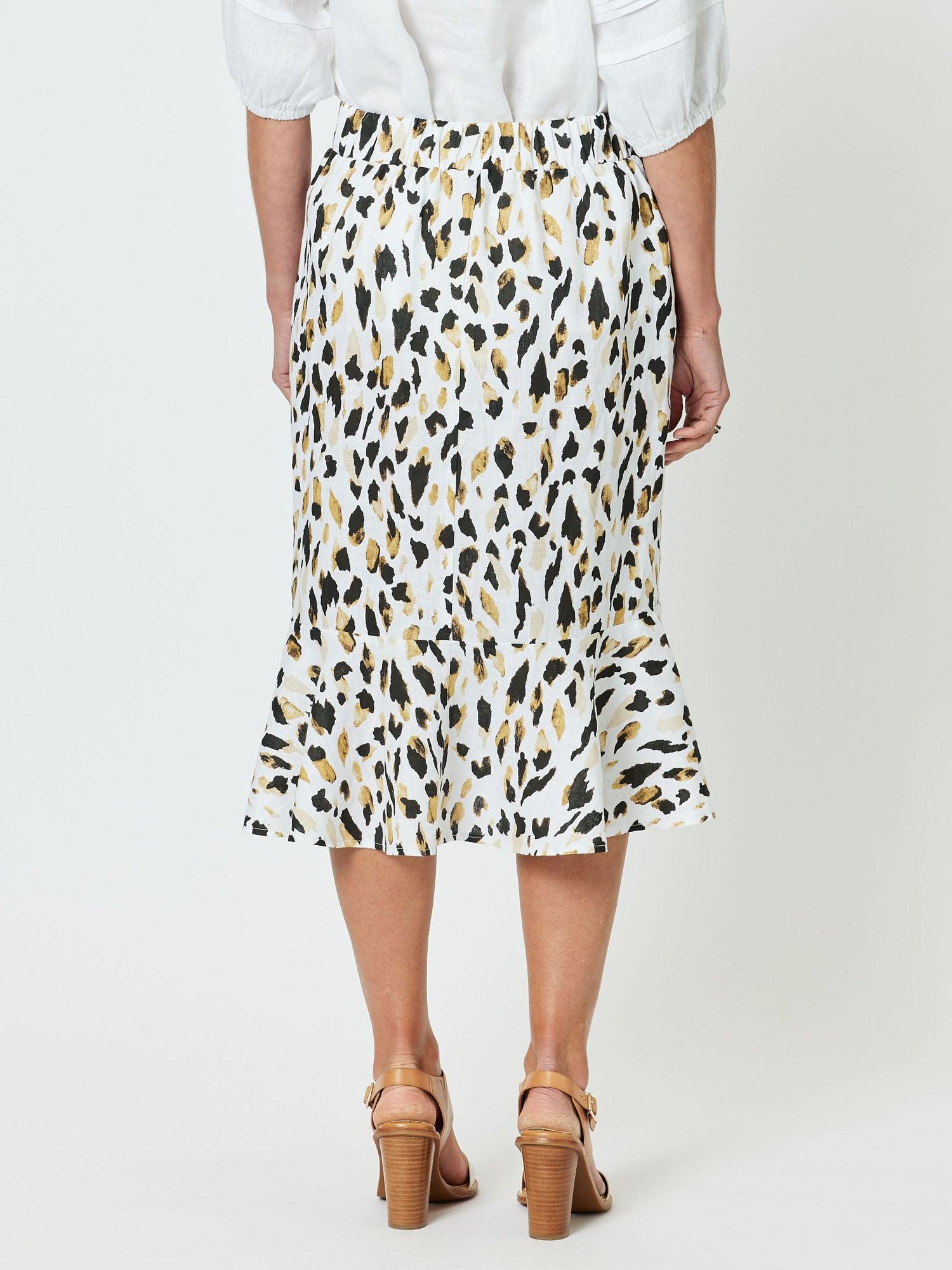 Urban Print Linen Skirt - Animal