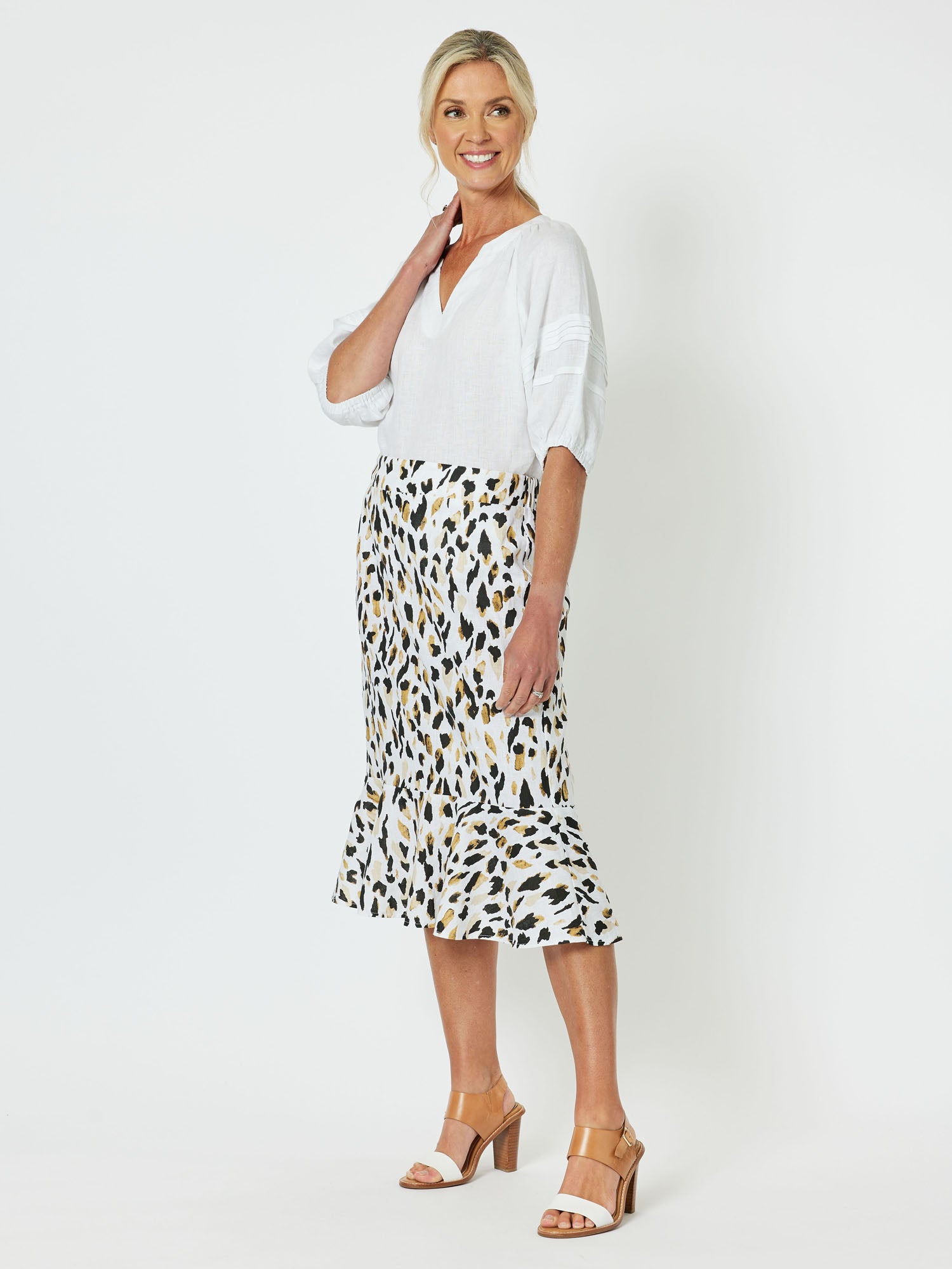 Urban Print Linen Skirt - Animal