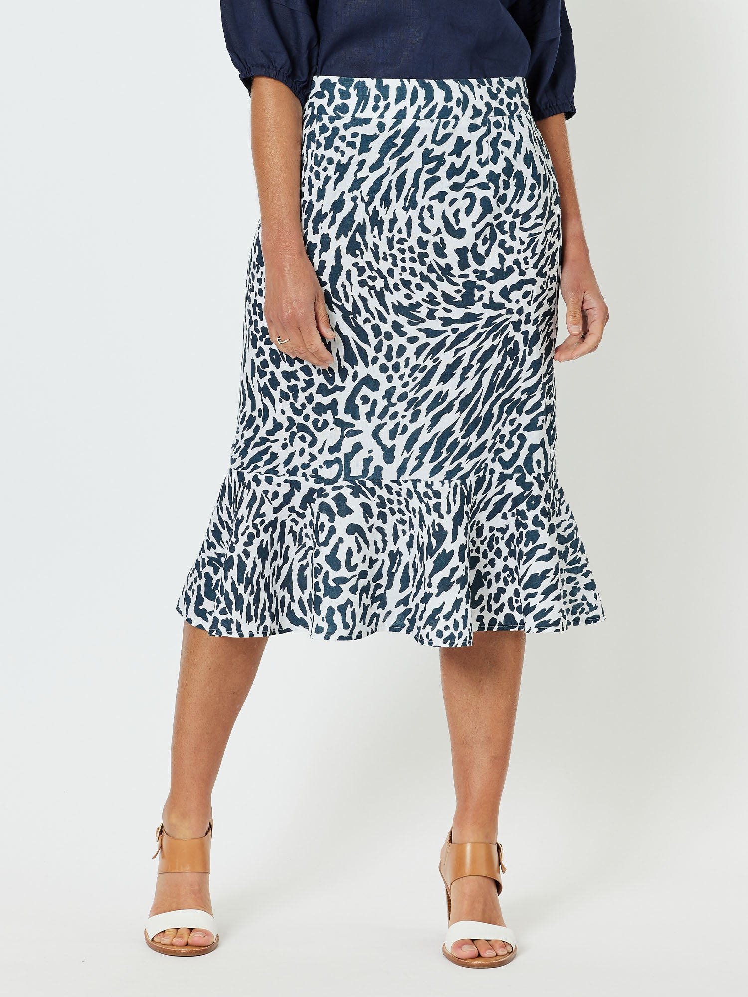 Cape Print Linen Skirt - Animal