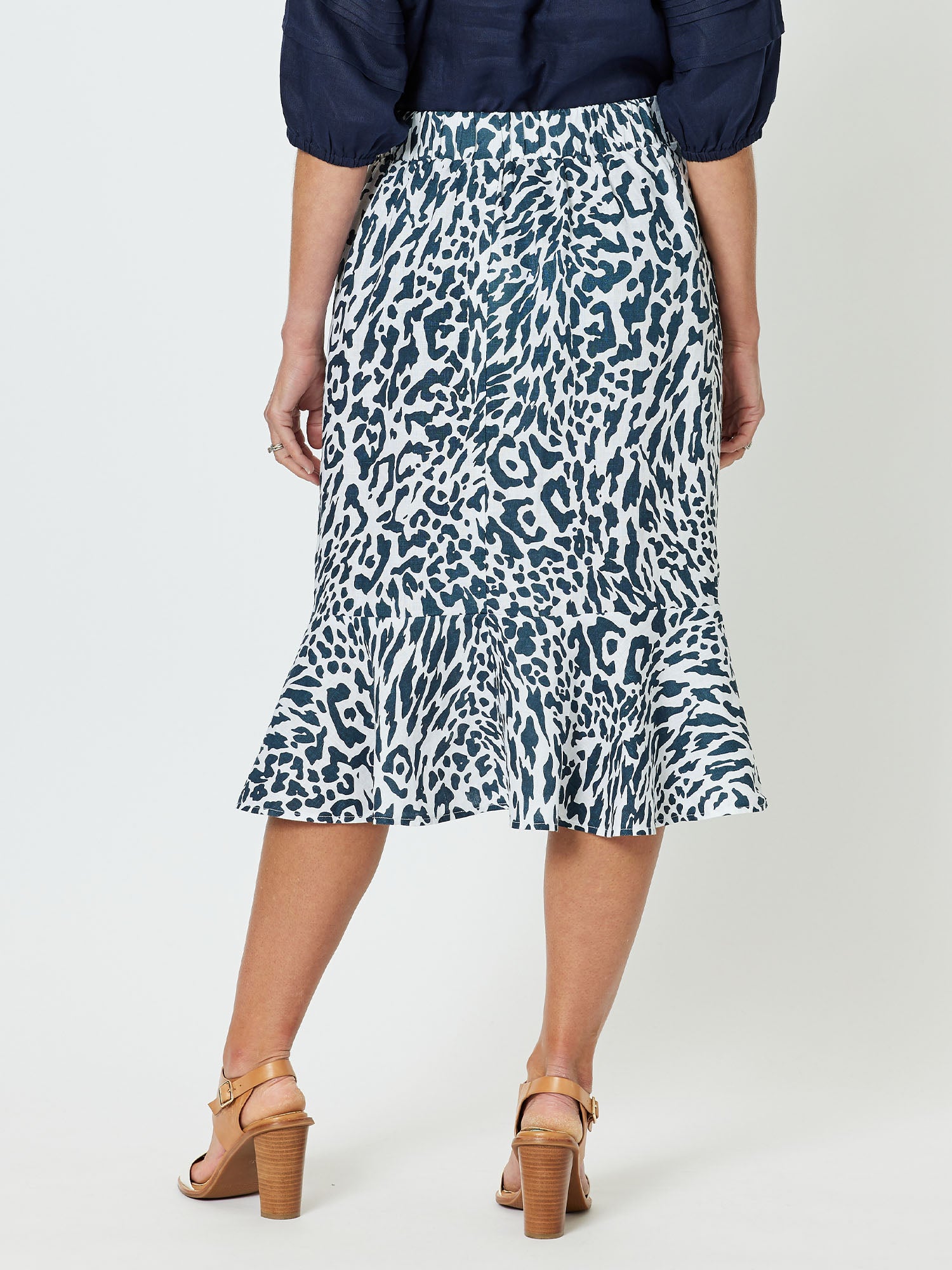 Cape Print Linen Skirt - Animal