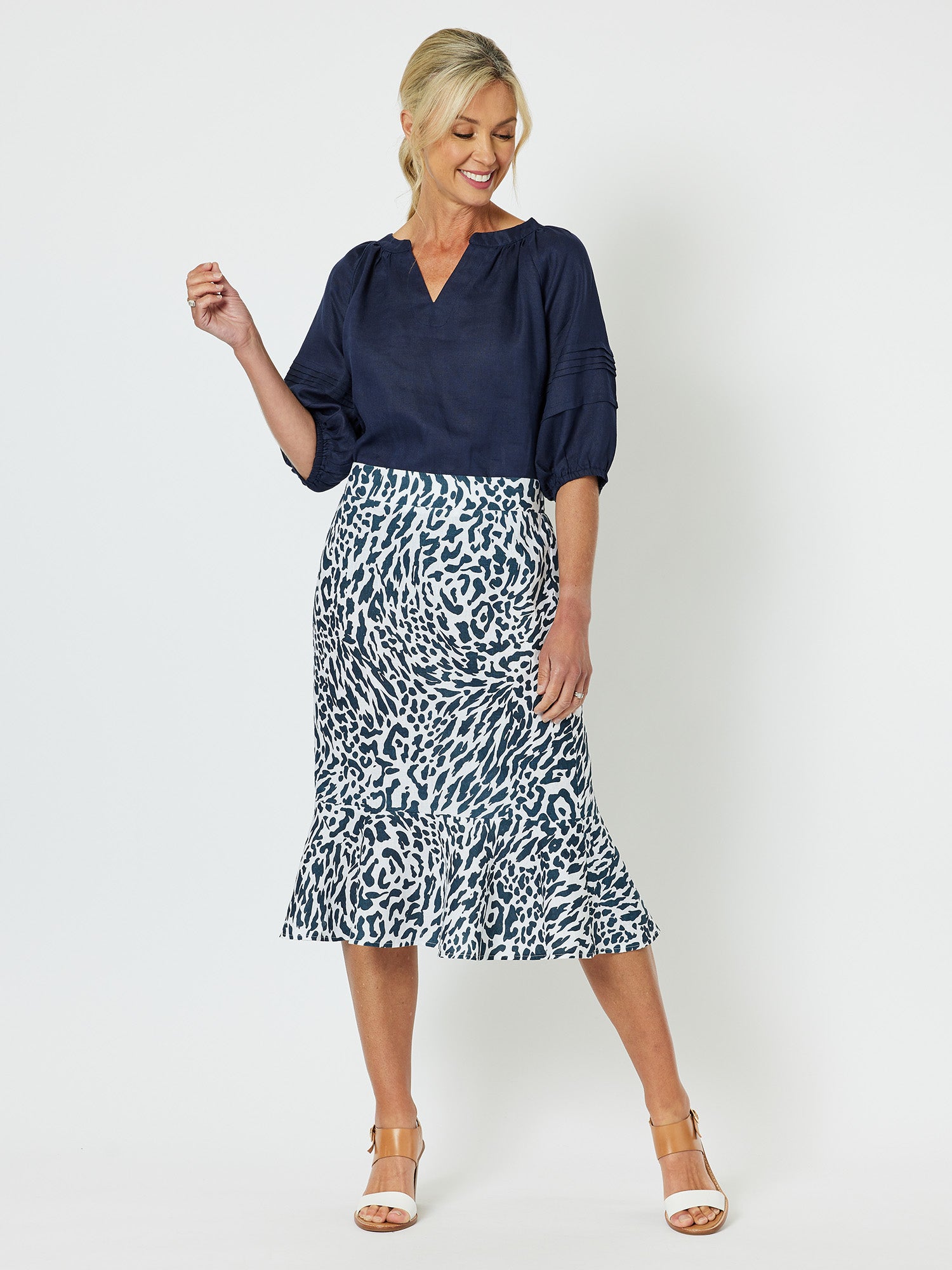 Cape Print Linen Skirt - Animal