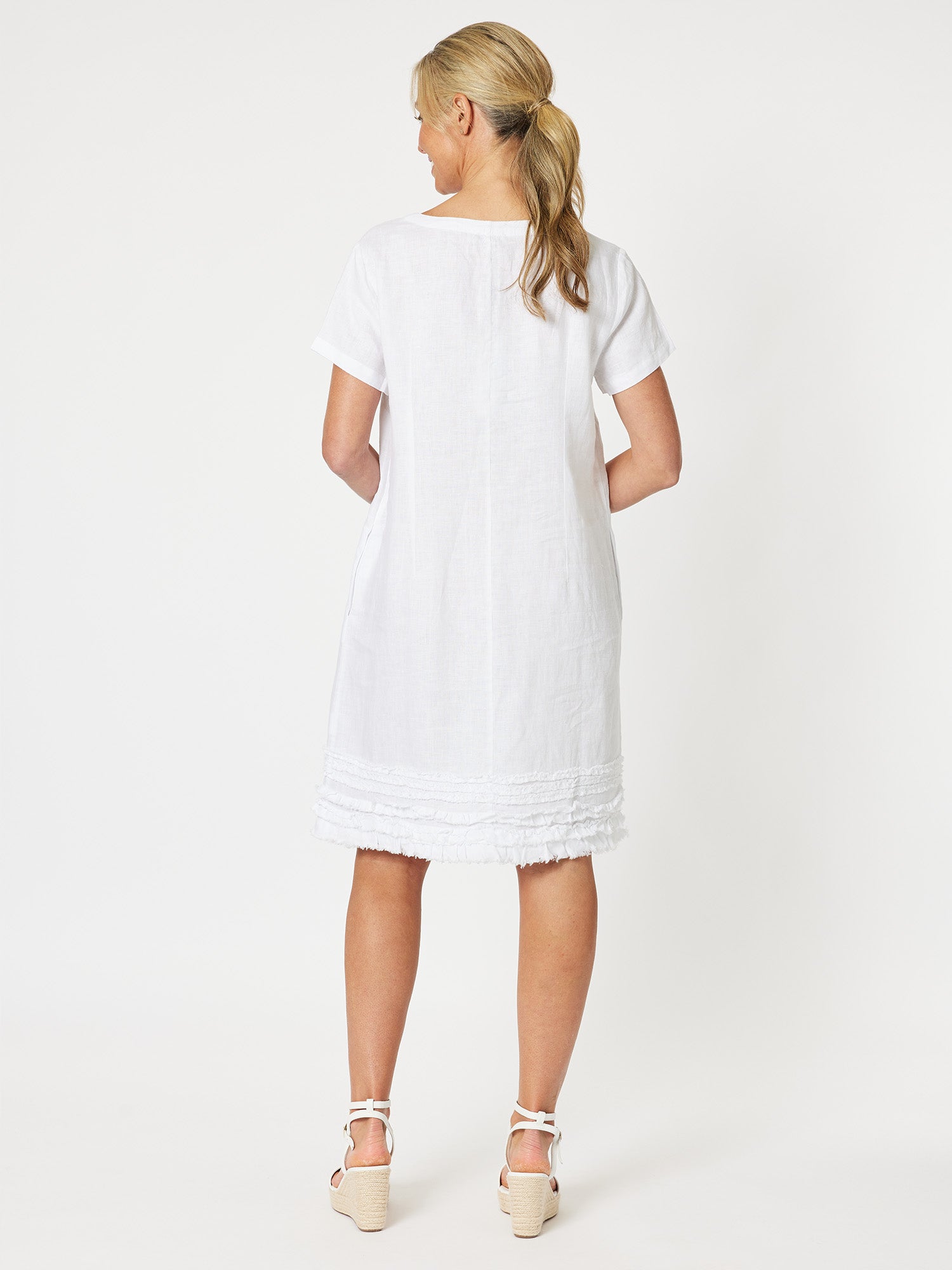 Chic Linen Shift Dress - White