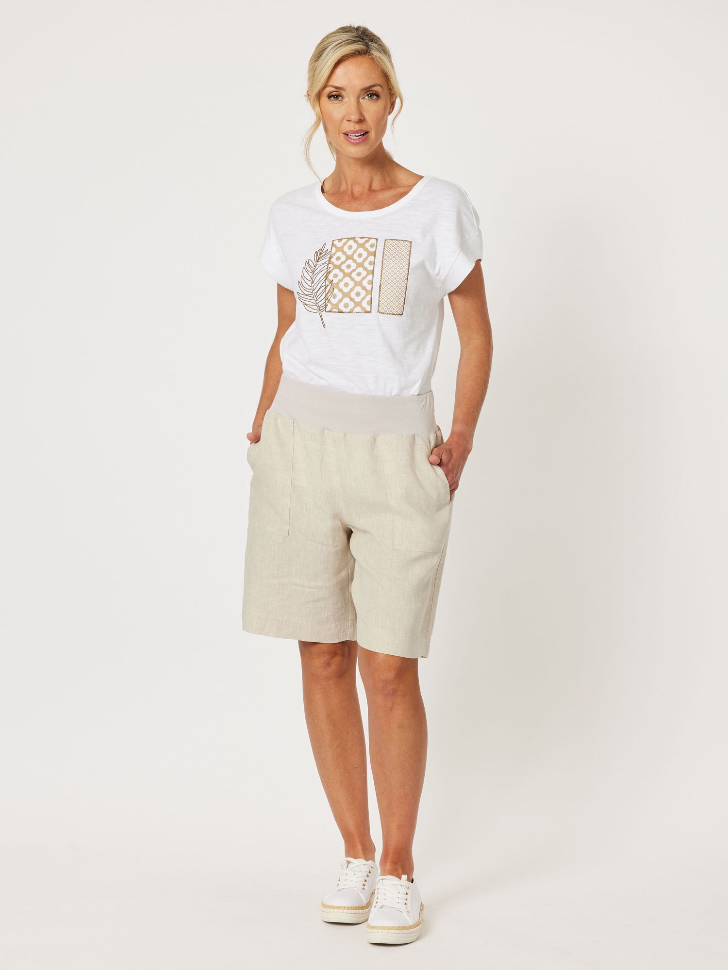 Jersey Waist Linen Short - Natural