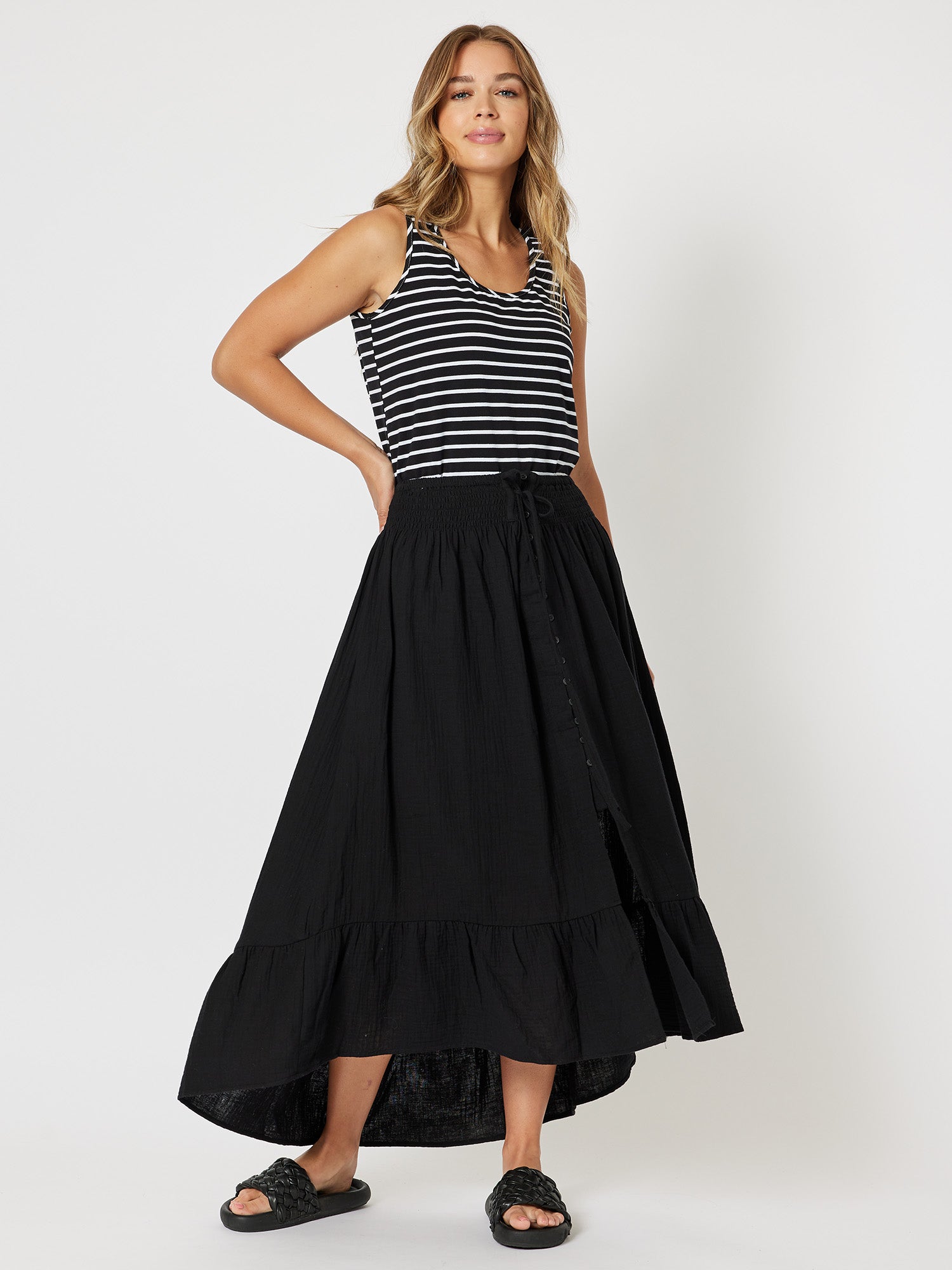 Archie Stripe Tank Top - Black/White