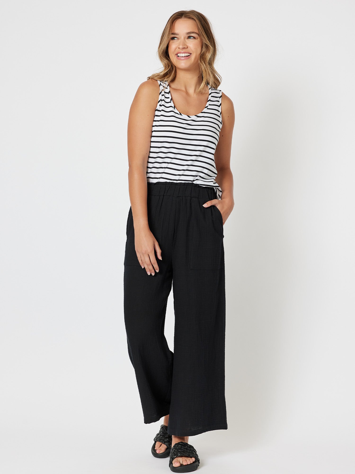 Archie Stripe Tank Top - White/Black