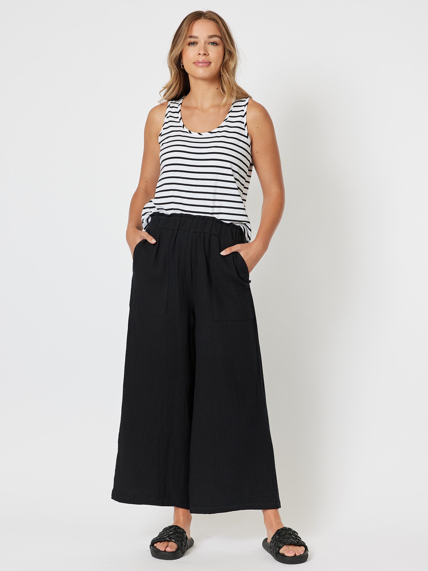 Archie Stripe Tank Top - White/Black