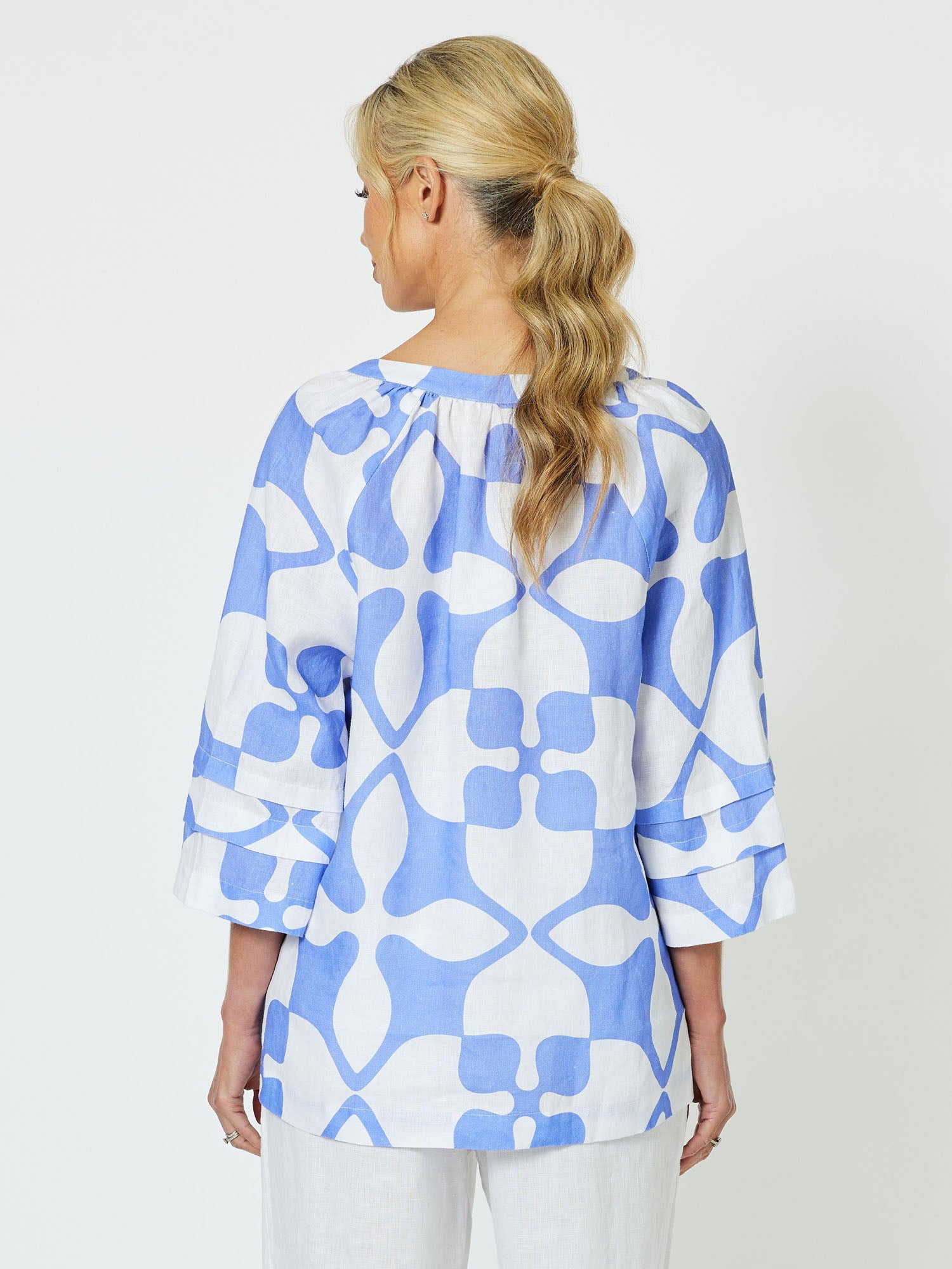 Pantile Print Top - Blue