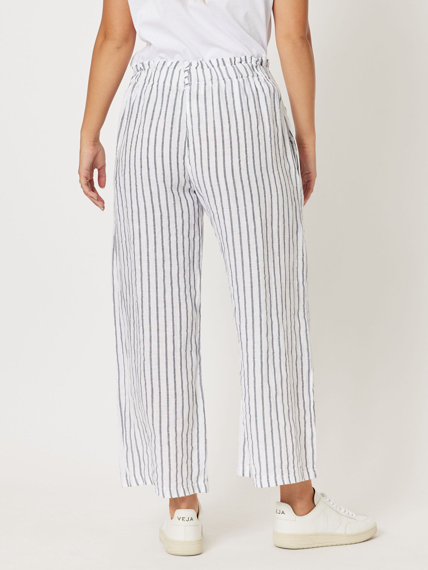Isabella Stripe Linen Wide Leg 7/8 Pull On Pant - Stripe