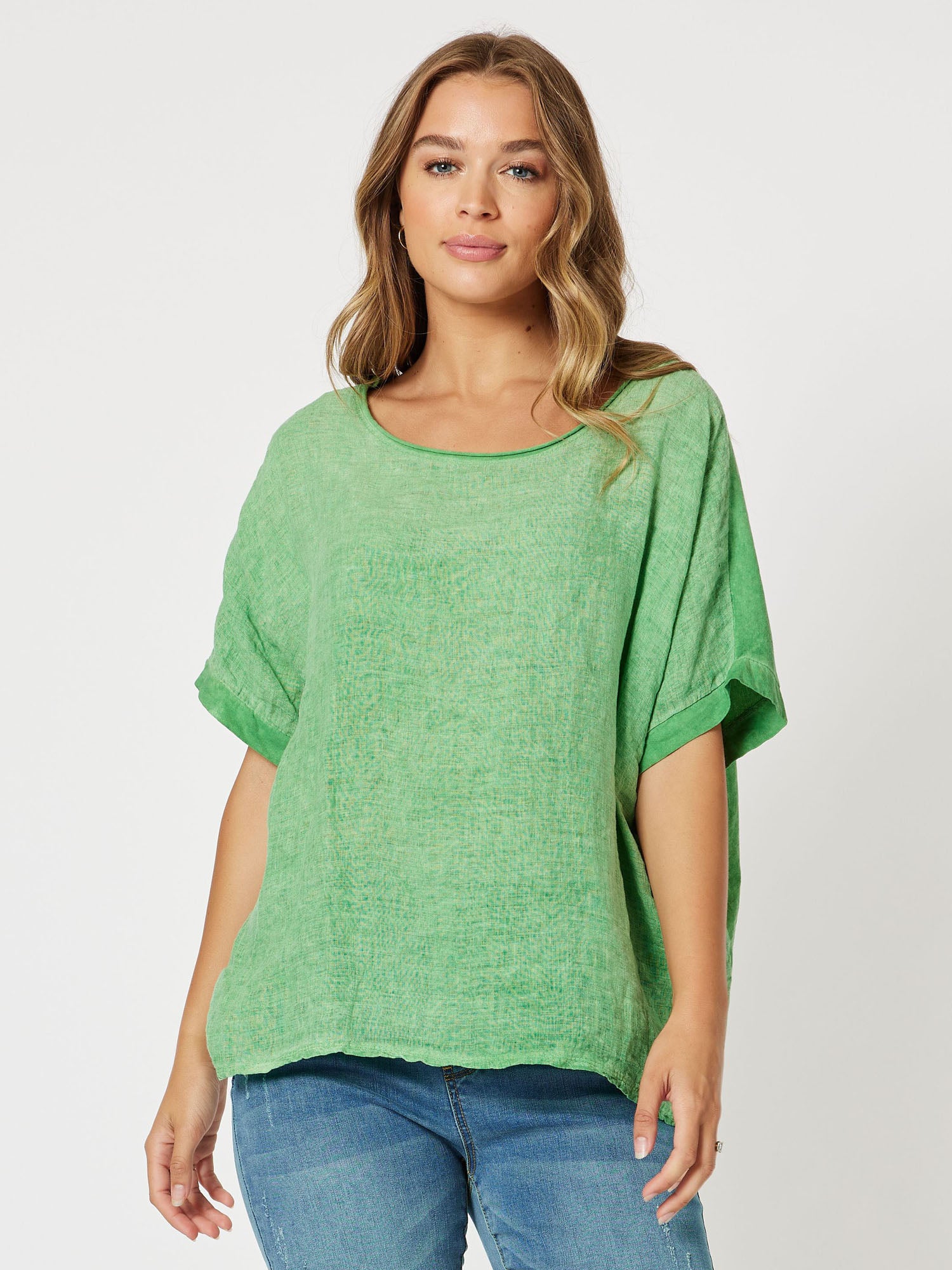 Minx Wide Neck Top - Green