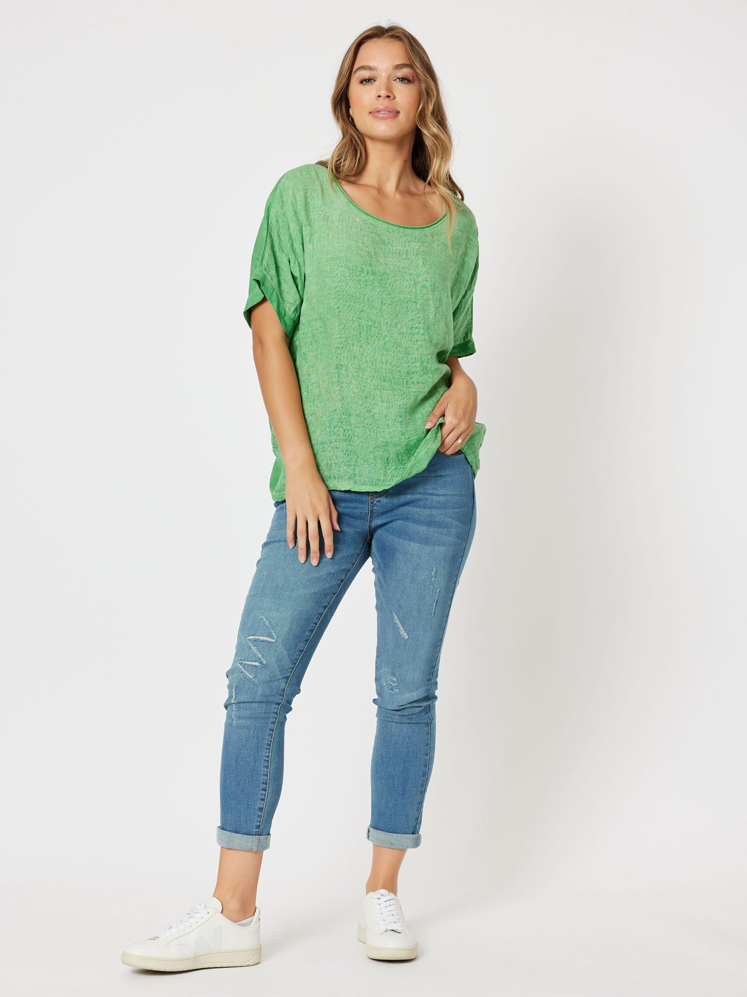 Minx Wide Neck Top - Green