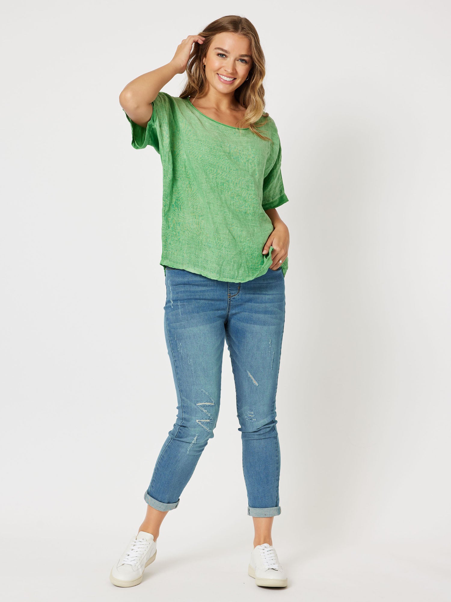 Minx Wide Neck Top - Green