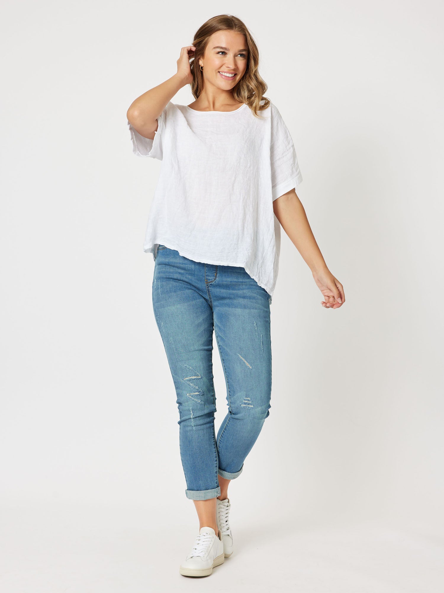 Minx Wide Neck Top - White