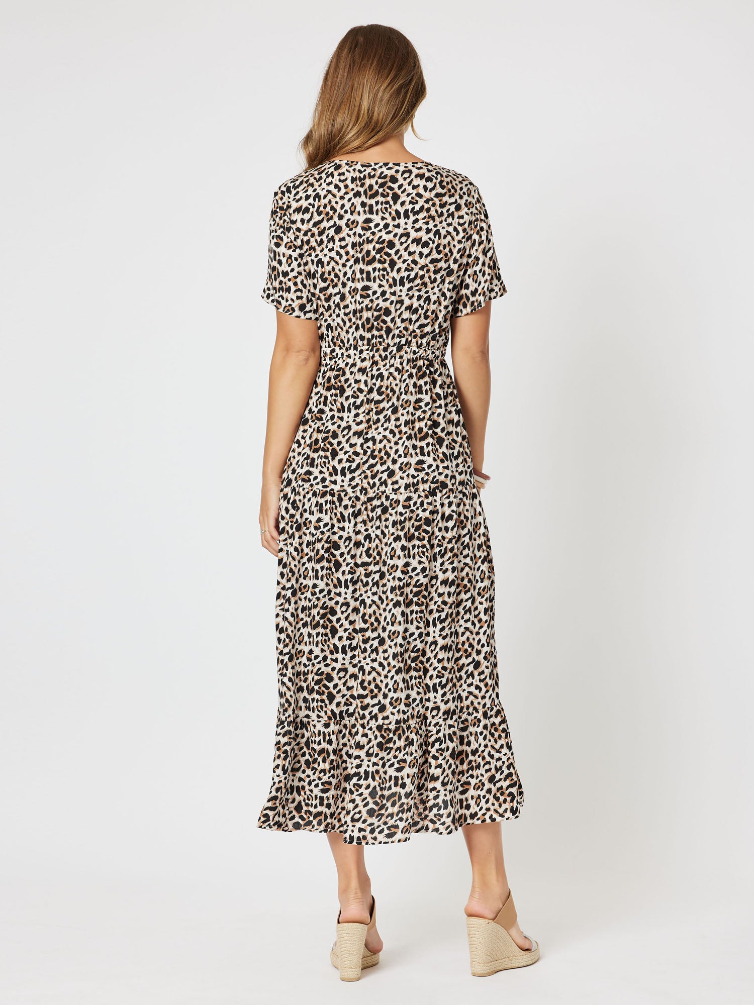Sahara Short Sleeve Midi Dress - Animal