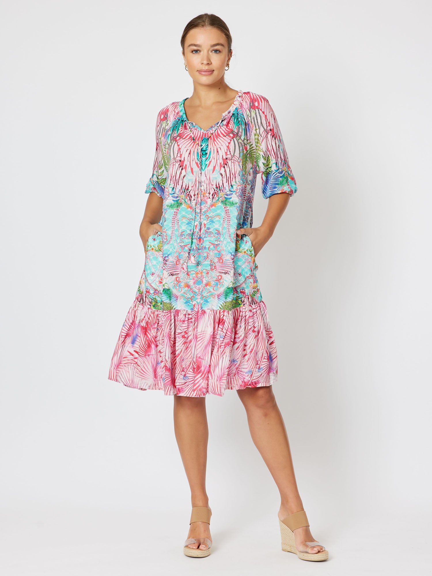 Kapari Print A-Line Dress - Multi