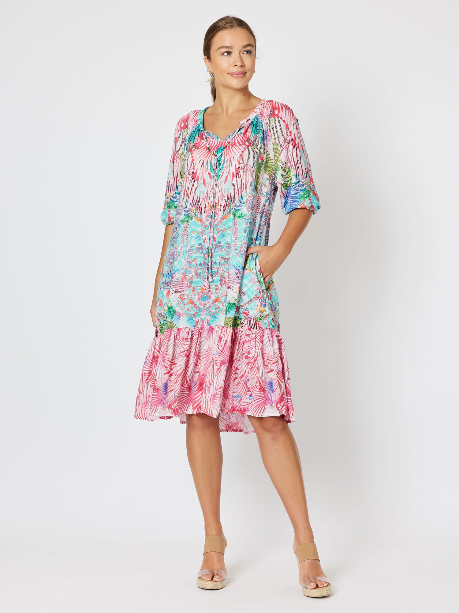 Kapari Print A-Line Dress - Multi