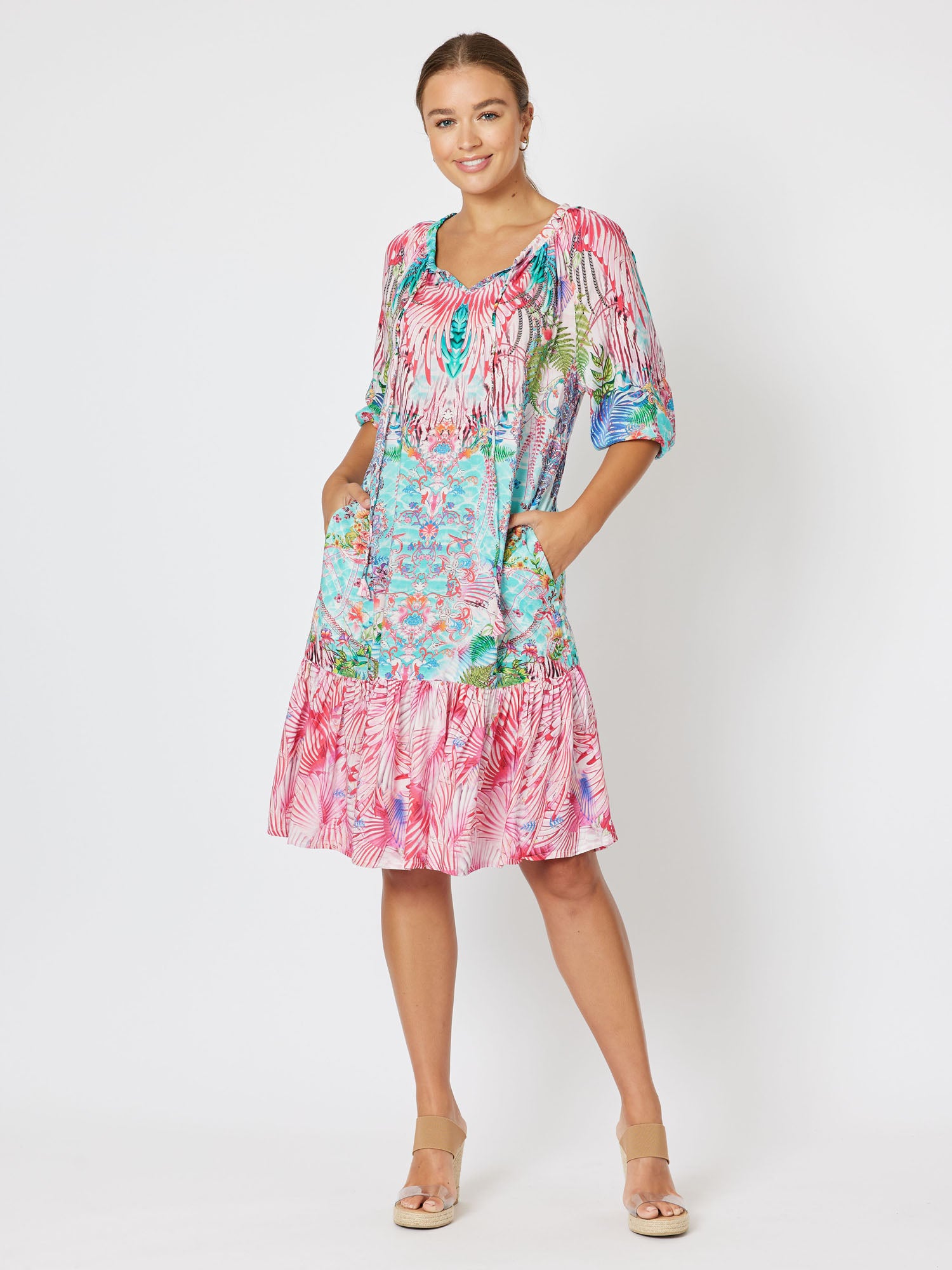 Kapari Print A-Line Dress - Multi
