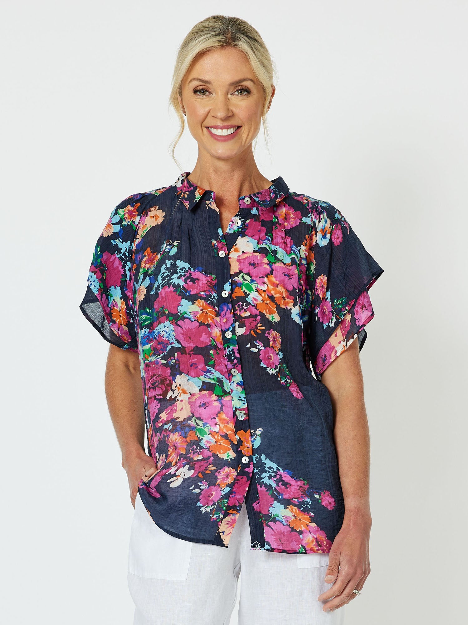 Botanical Print Short Sleeve Shirt