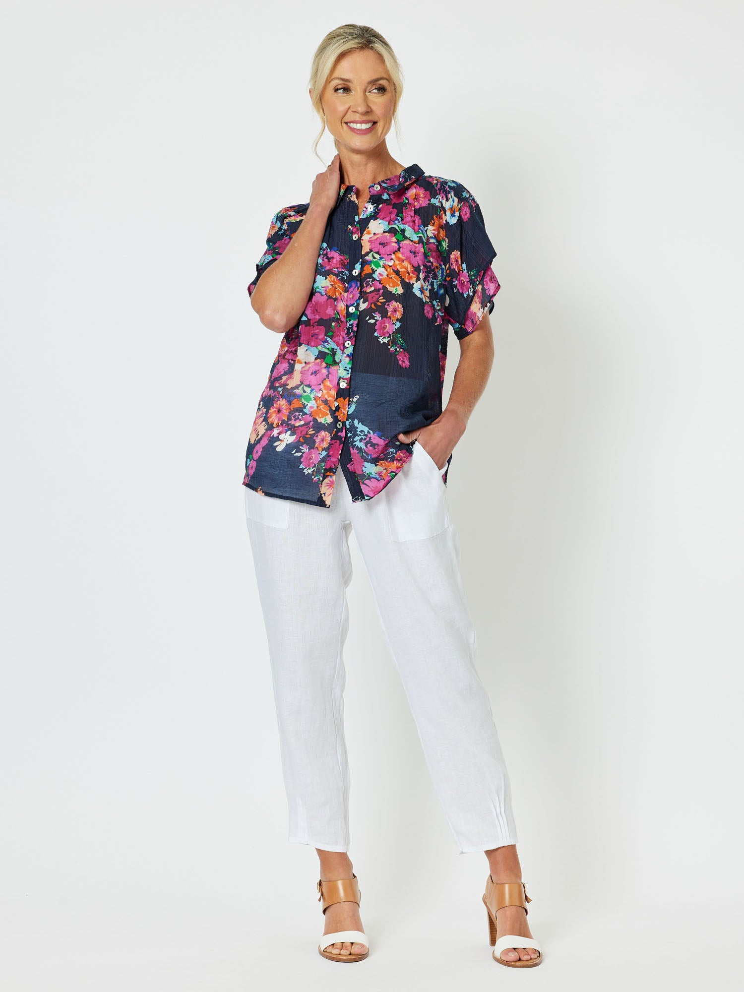 Botanical Print Short Sleeve Shirt