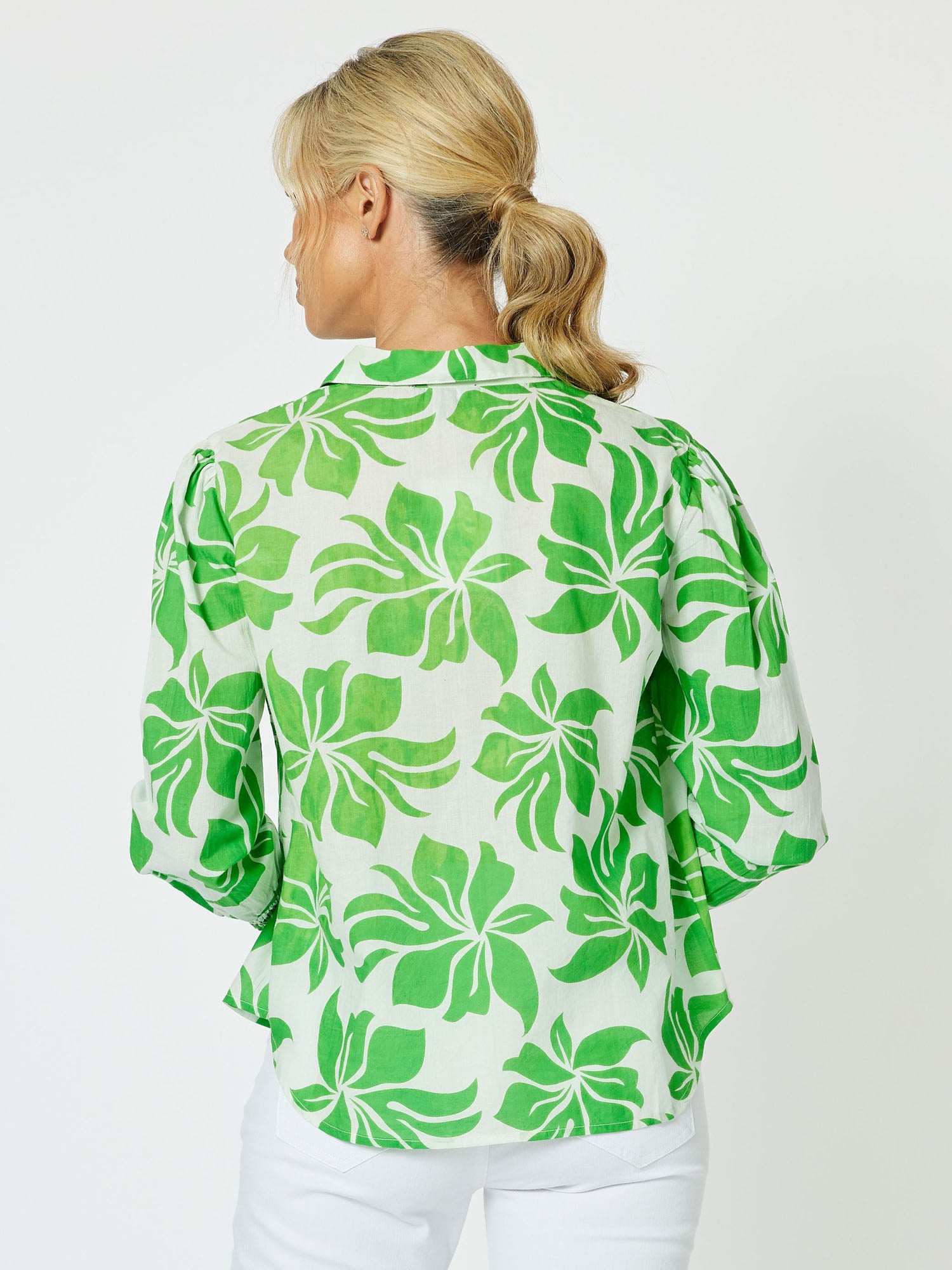 Evergreen Cotton Print Long Sleeve Shirt - Apple