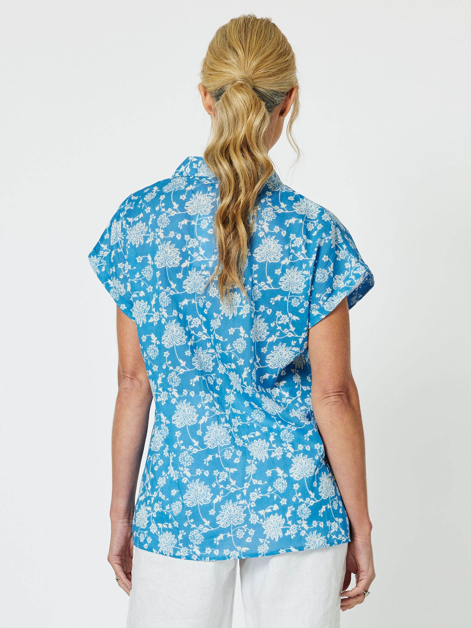 Summer Breeze Cotton Shirt - Cornflower