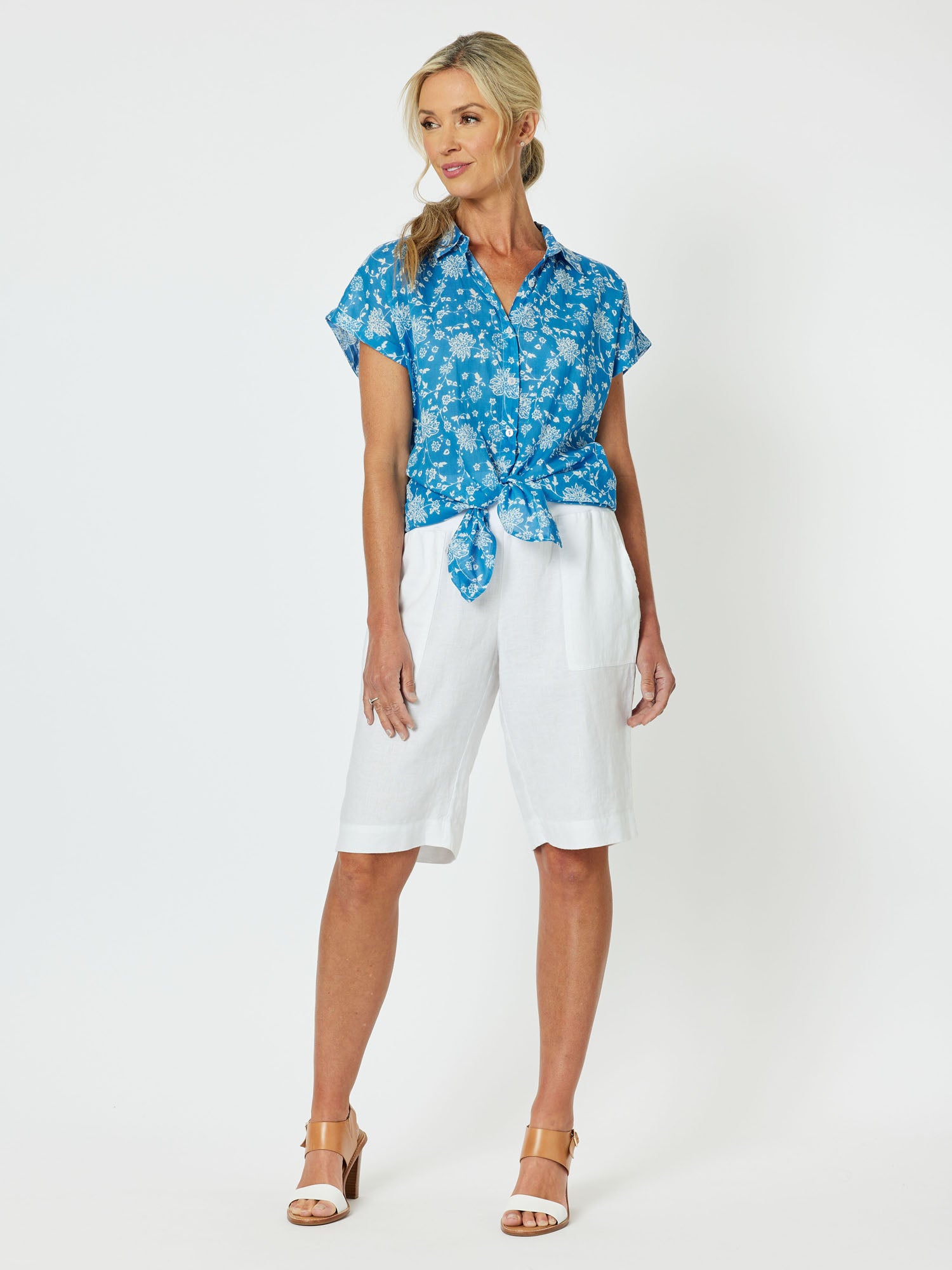 Summer Breeze Cotton Shirt - Cornflower