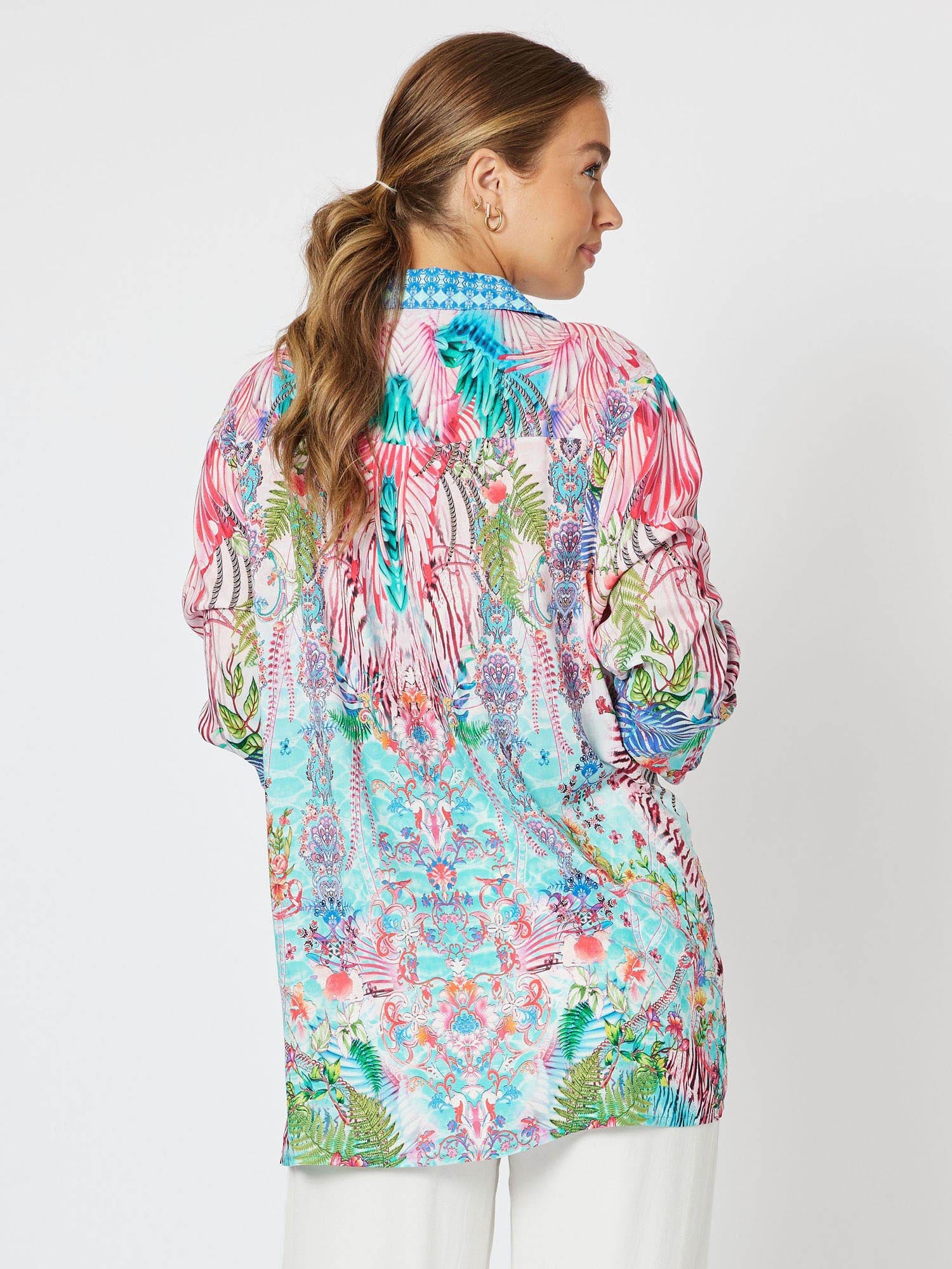 Kapari Print Tab Detail Long Sleeve Shirt - Multi