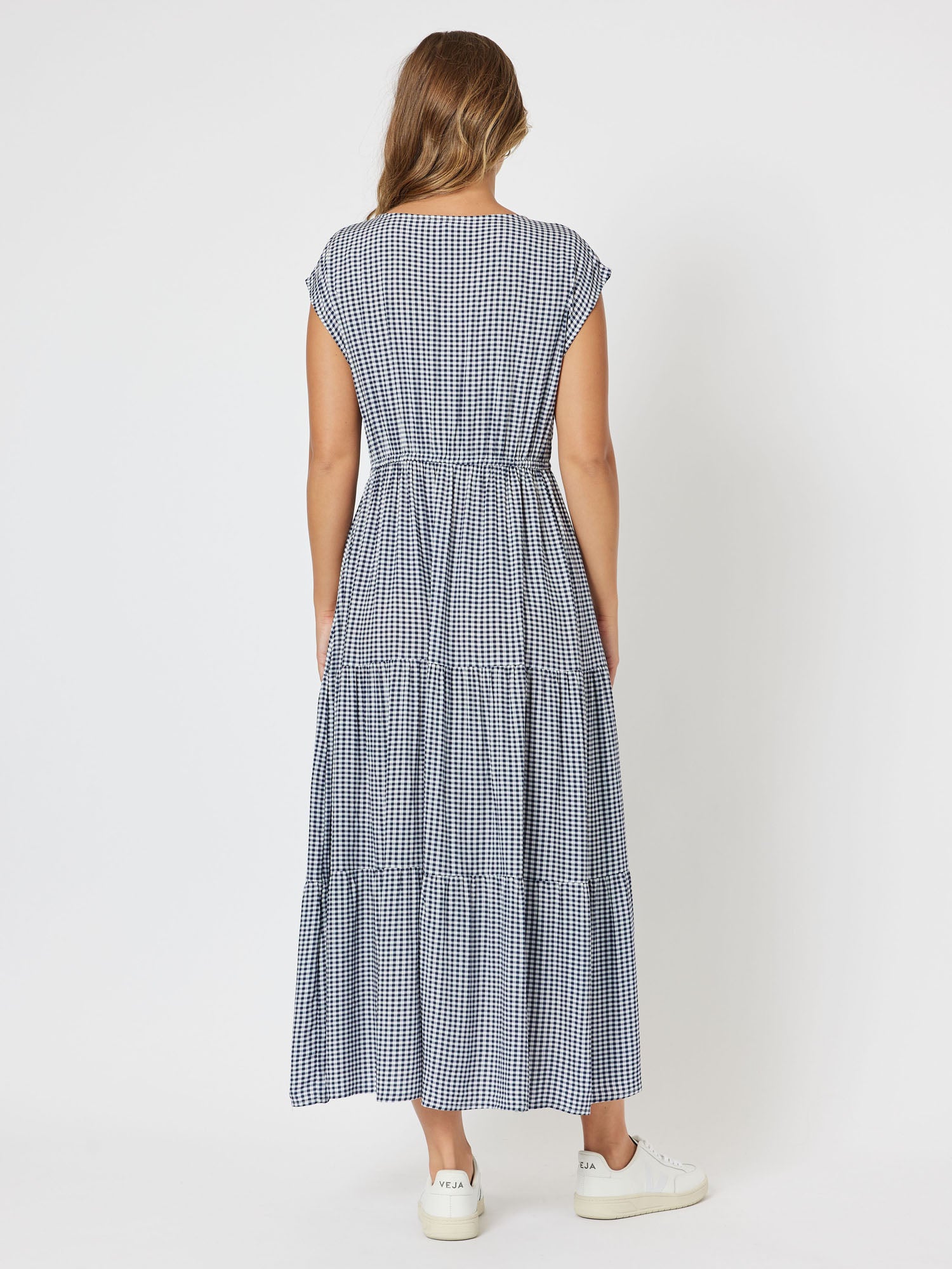 Check It Out Tie Waist Dress - Navy