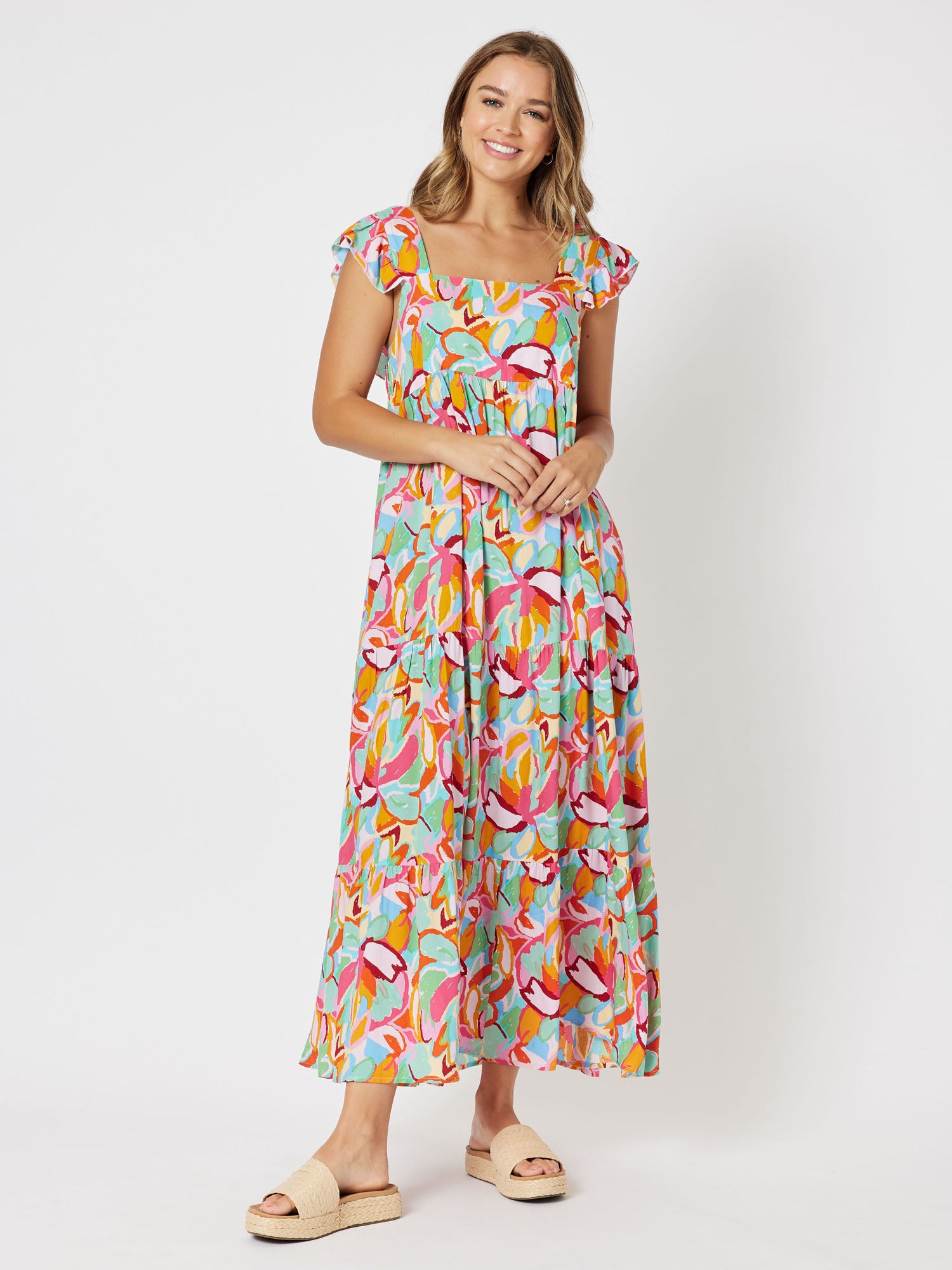 Monet Print Tiered Maxi Dress - Multi
