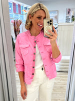 Maggie Denim Jacket - Flamingo