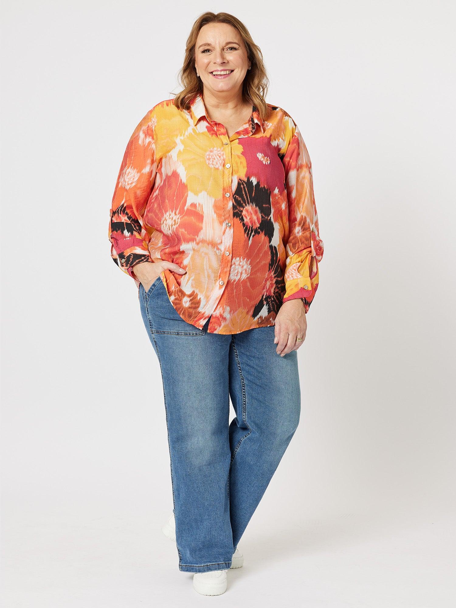Wild Fire Print Shirt - Orange