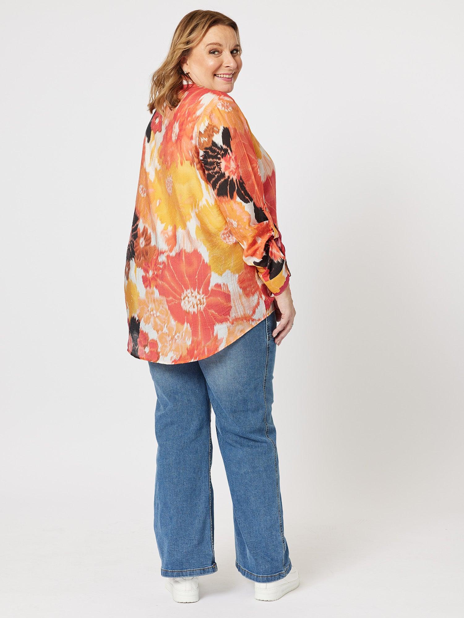 Wild Fire Print Shirt - Orange