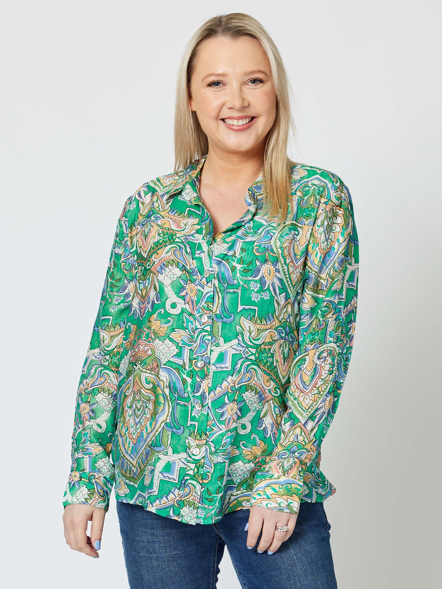 Masaic Print Shirt - Green