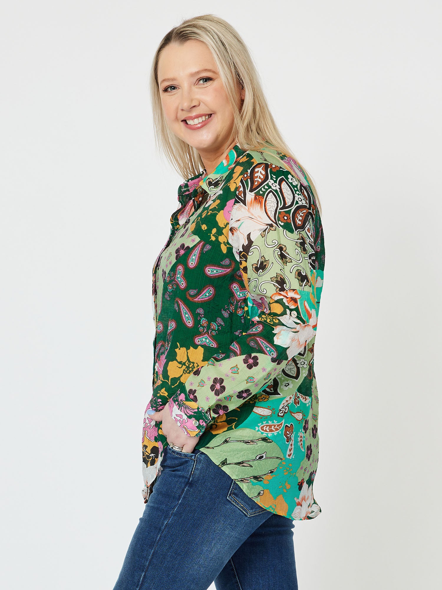 Magnolia Print Shirt - Spearmint
