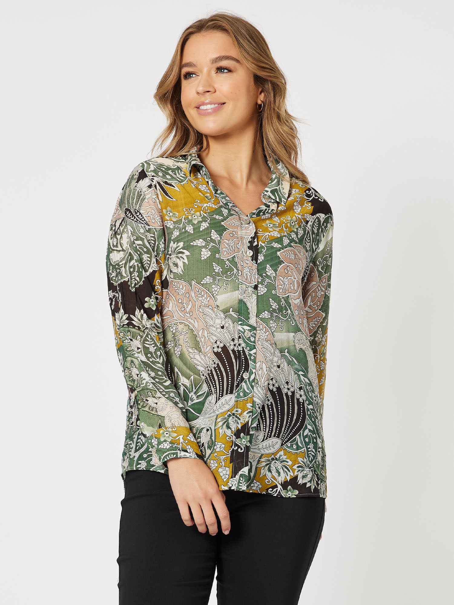 Vine Print Shirt - Green