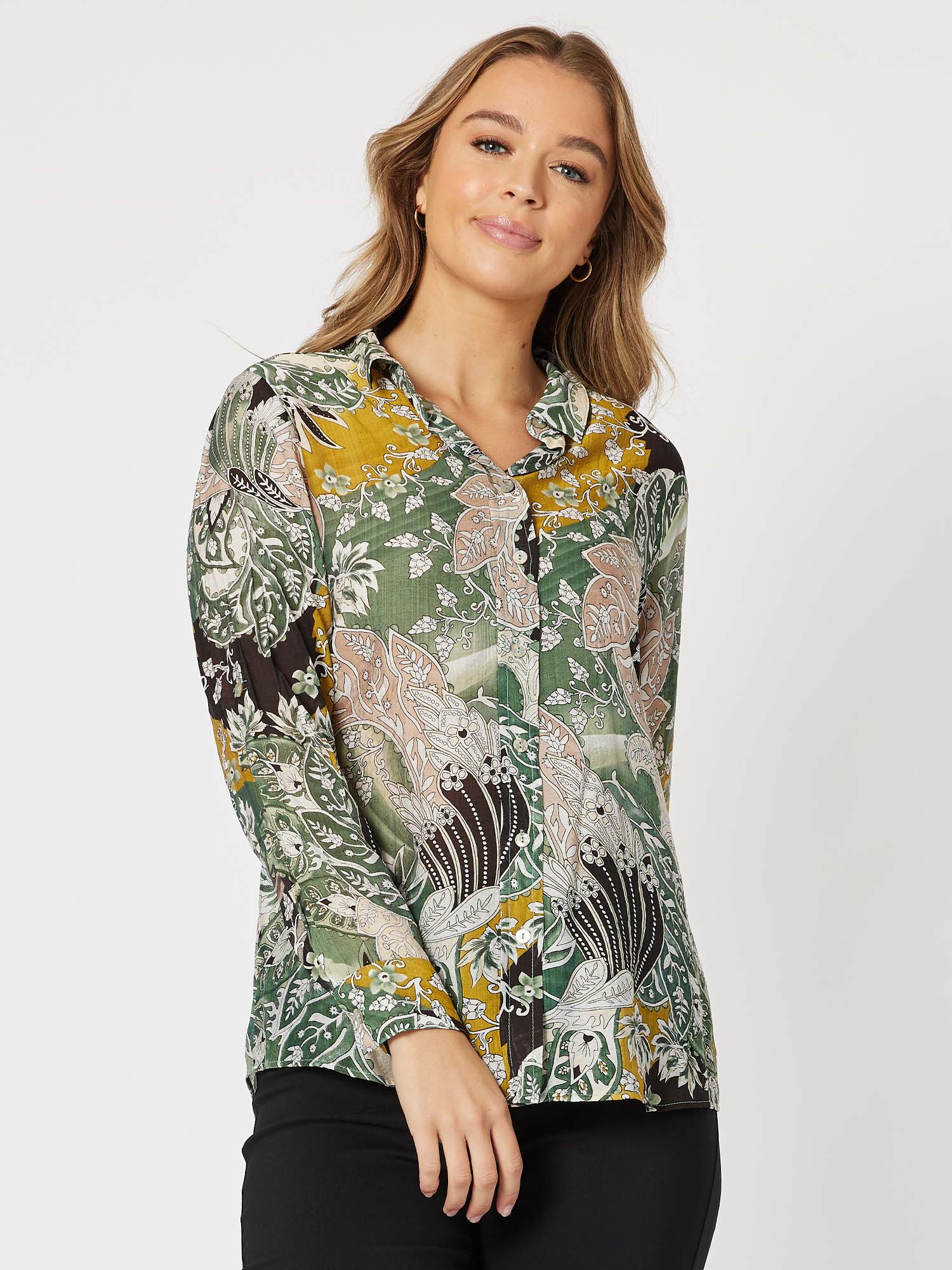 Vine Print Shirt - Green