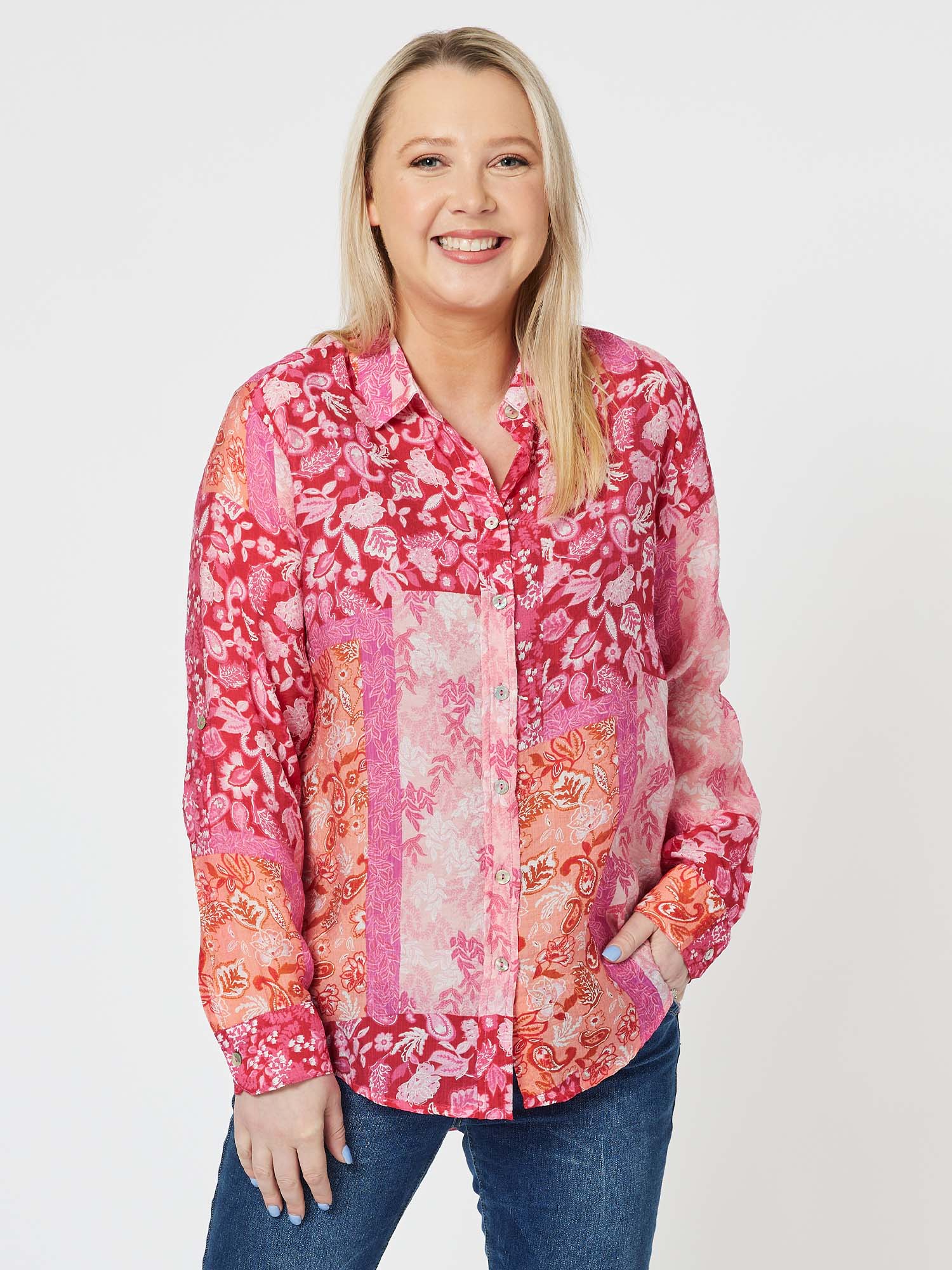 Santorini Print shirt - Pink