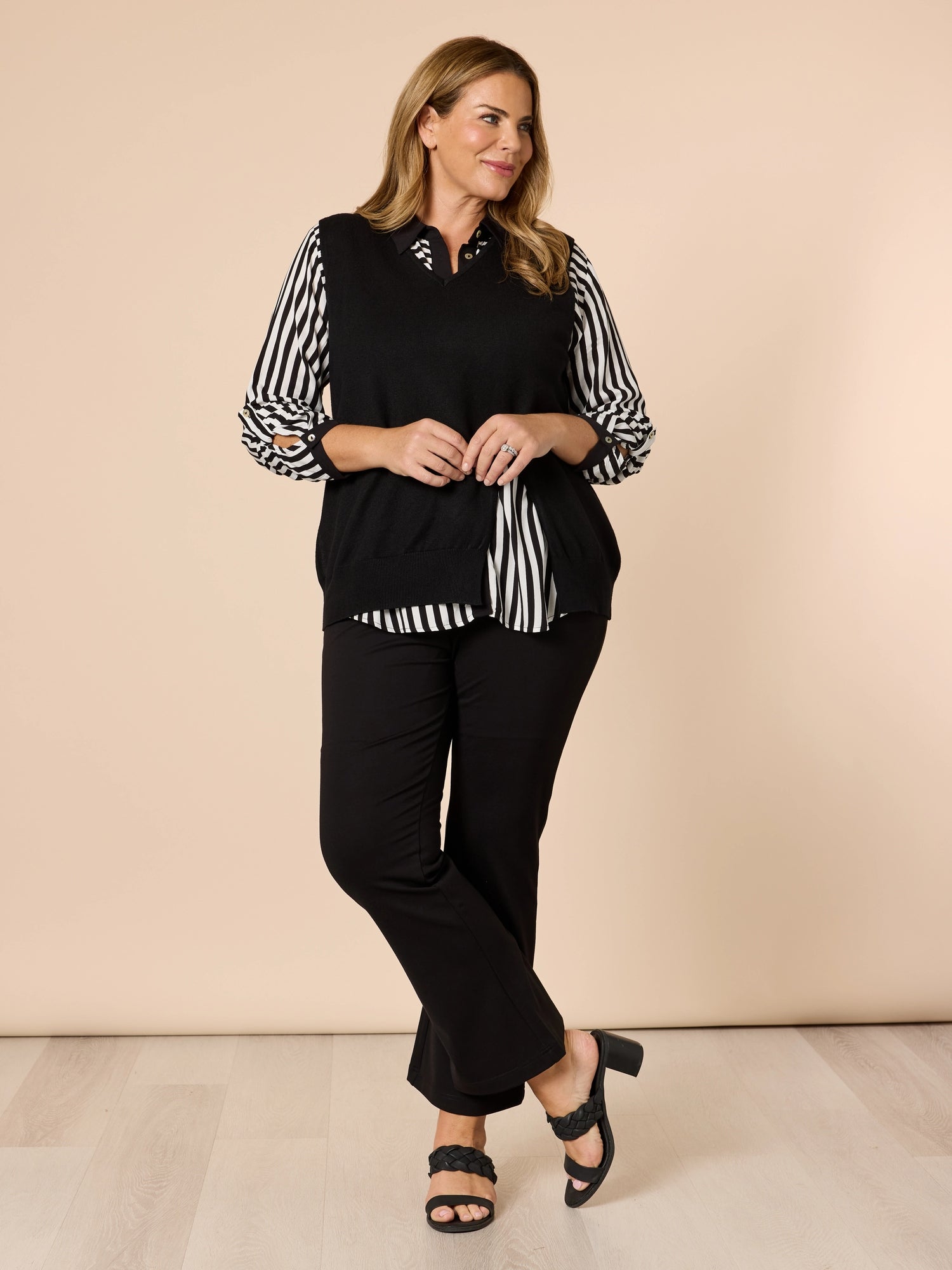 Vicky Side Split Knit Vest - Black – RC & Co