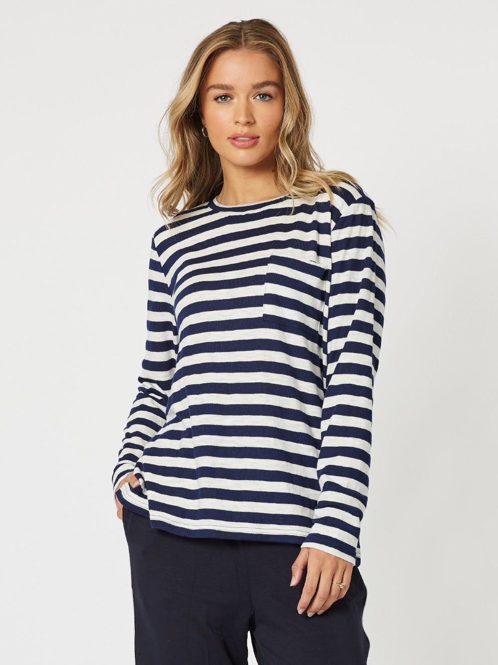 Stripe Long Sleeve Top - Navy/White – RC & Co