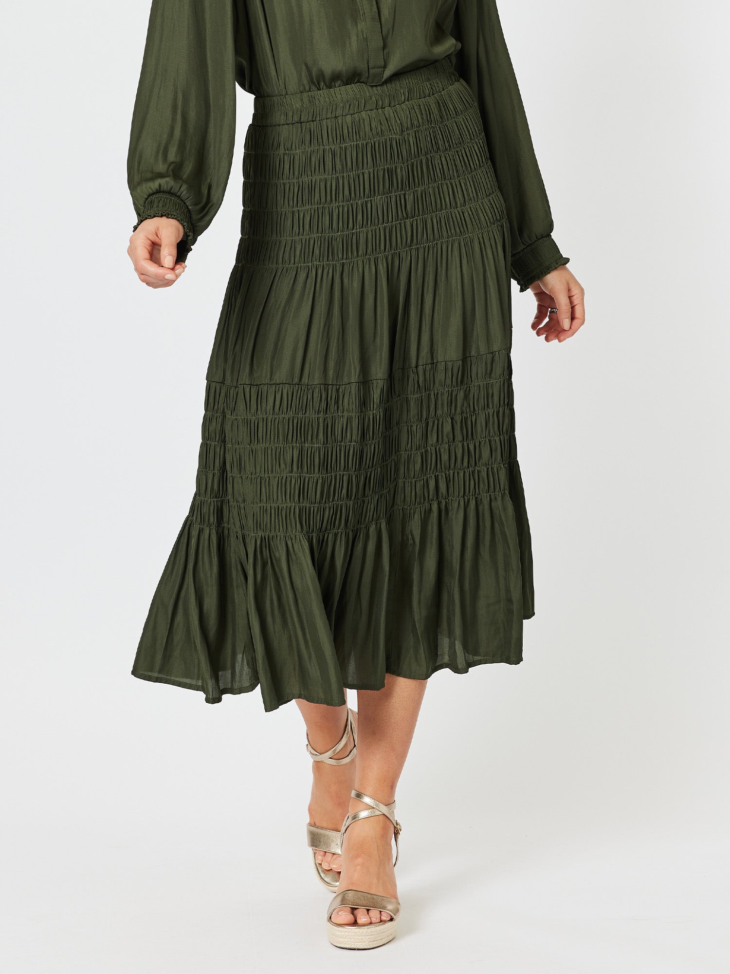 Luxe Shirred Skirt - Cypress