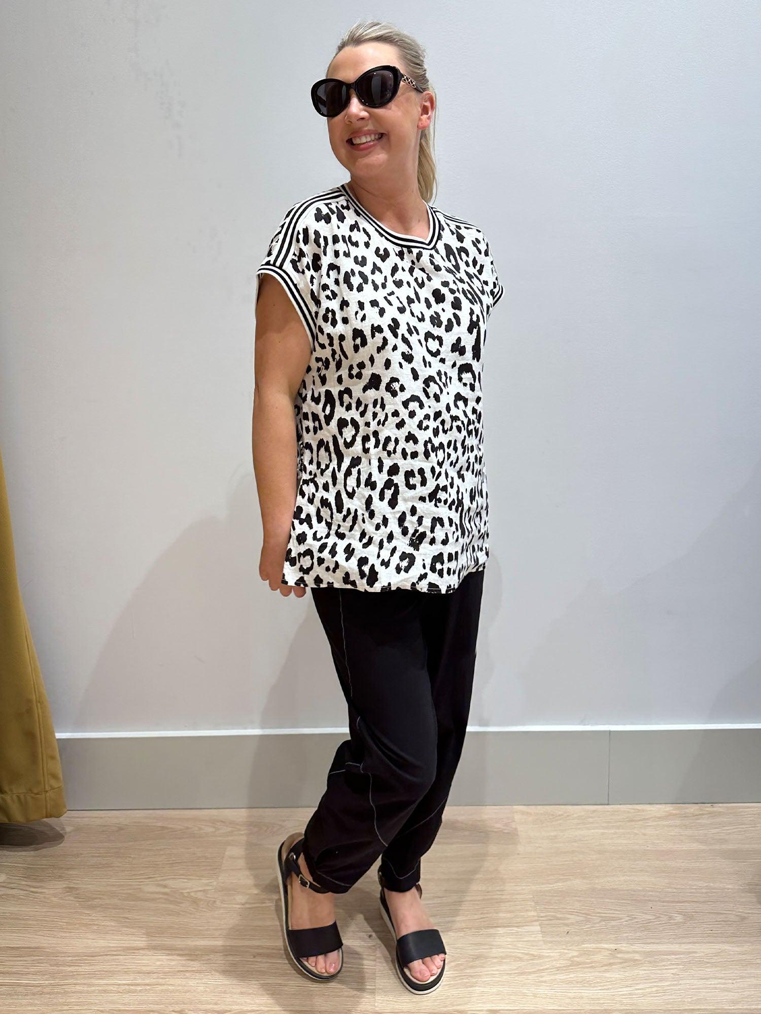 Animal Print Linen Top - Animal